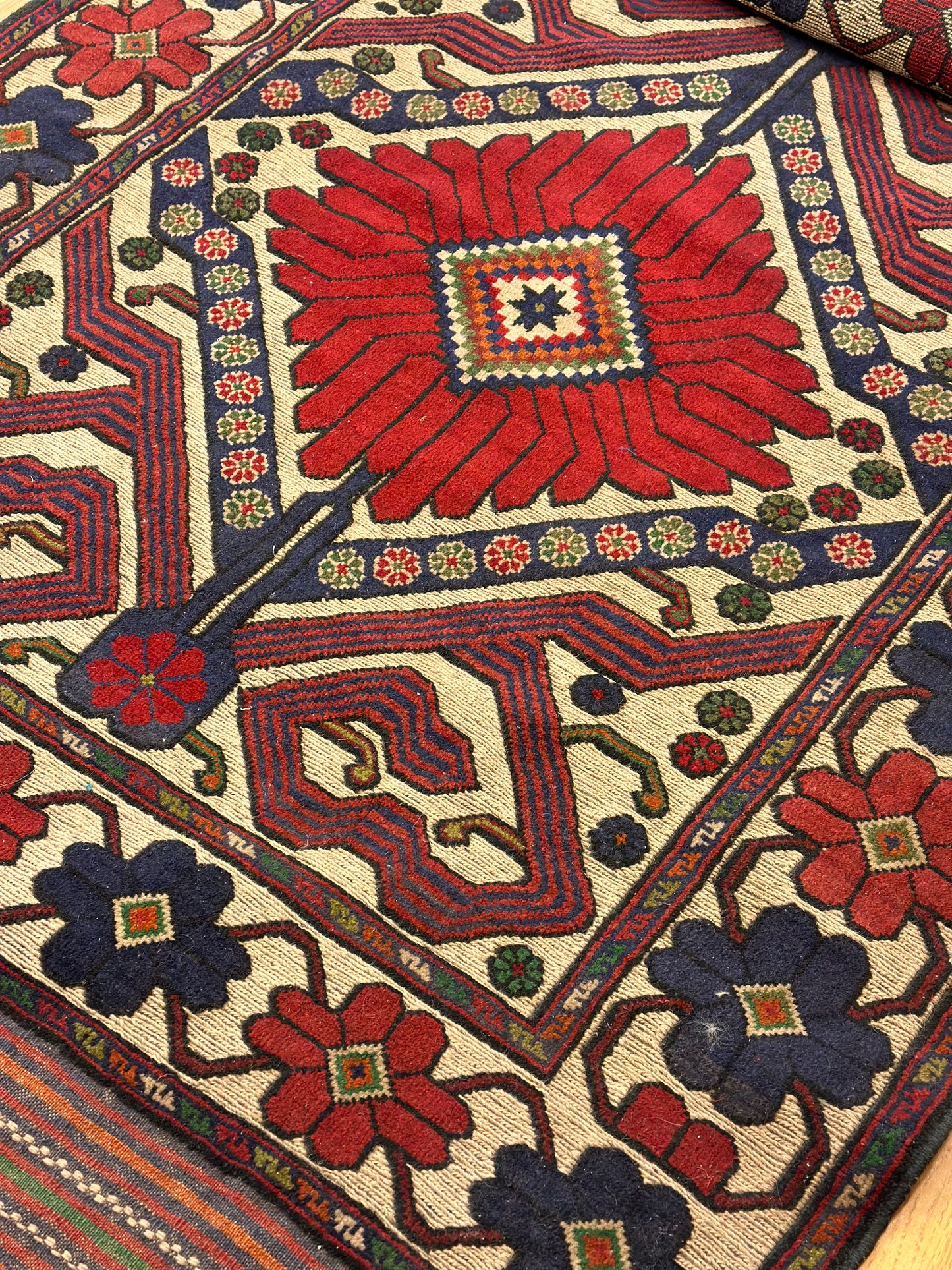 6x4 FT Flowers Of Afghan Wool Rug ArtAsiaHandicrafts