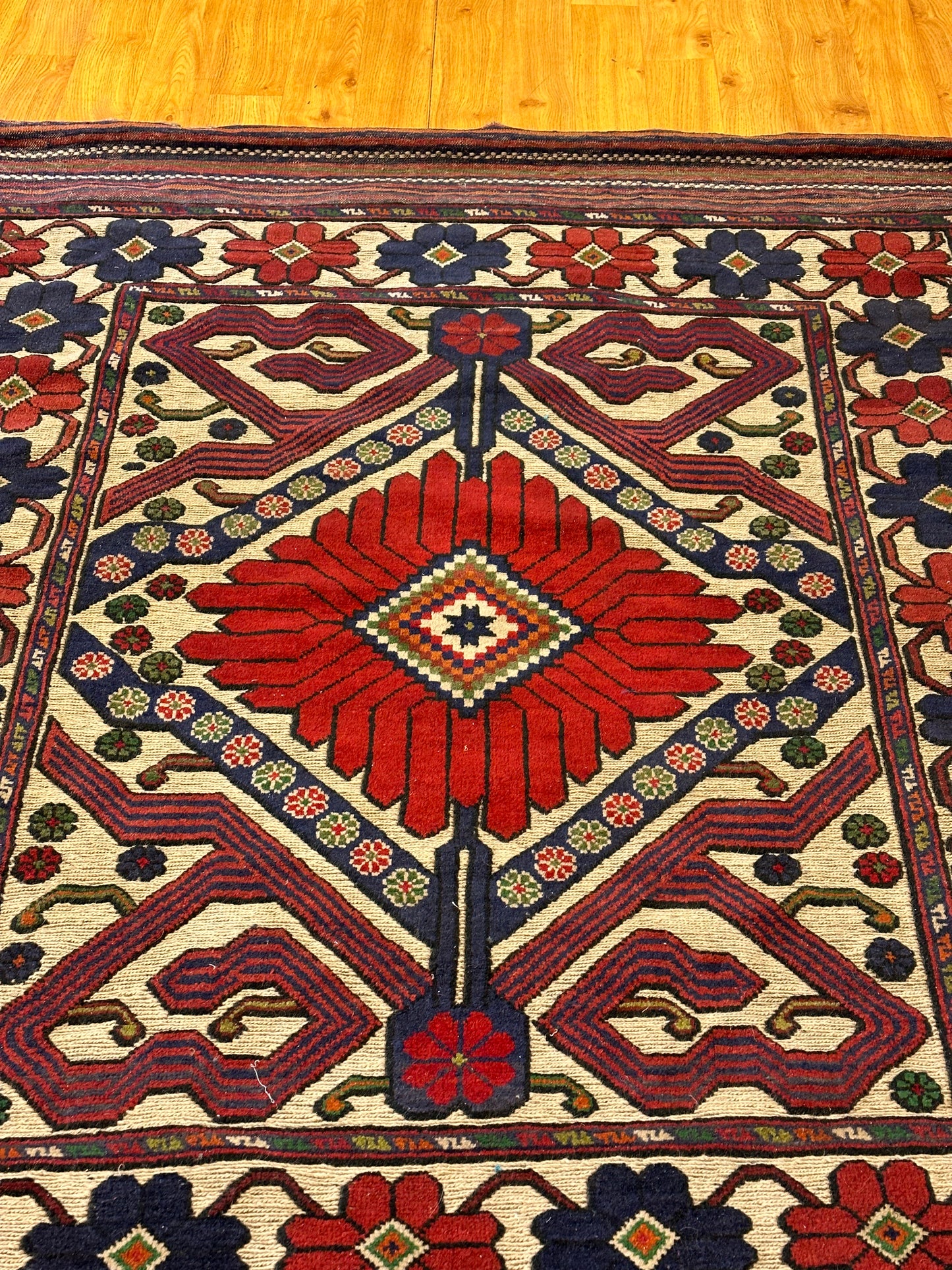 6x4 FT Flowers Of Afghan Wool Rug ArtAsiaHandicrafts