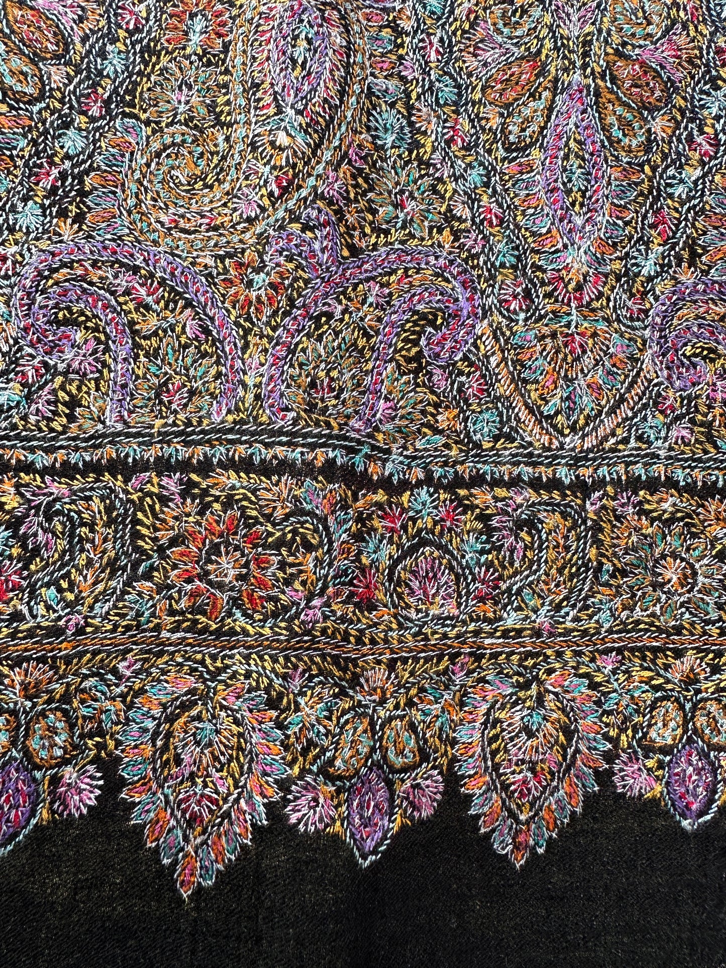 Black Sozni Pashmina Shawl ArtAsiaHandicrafts