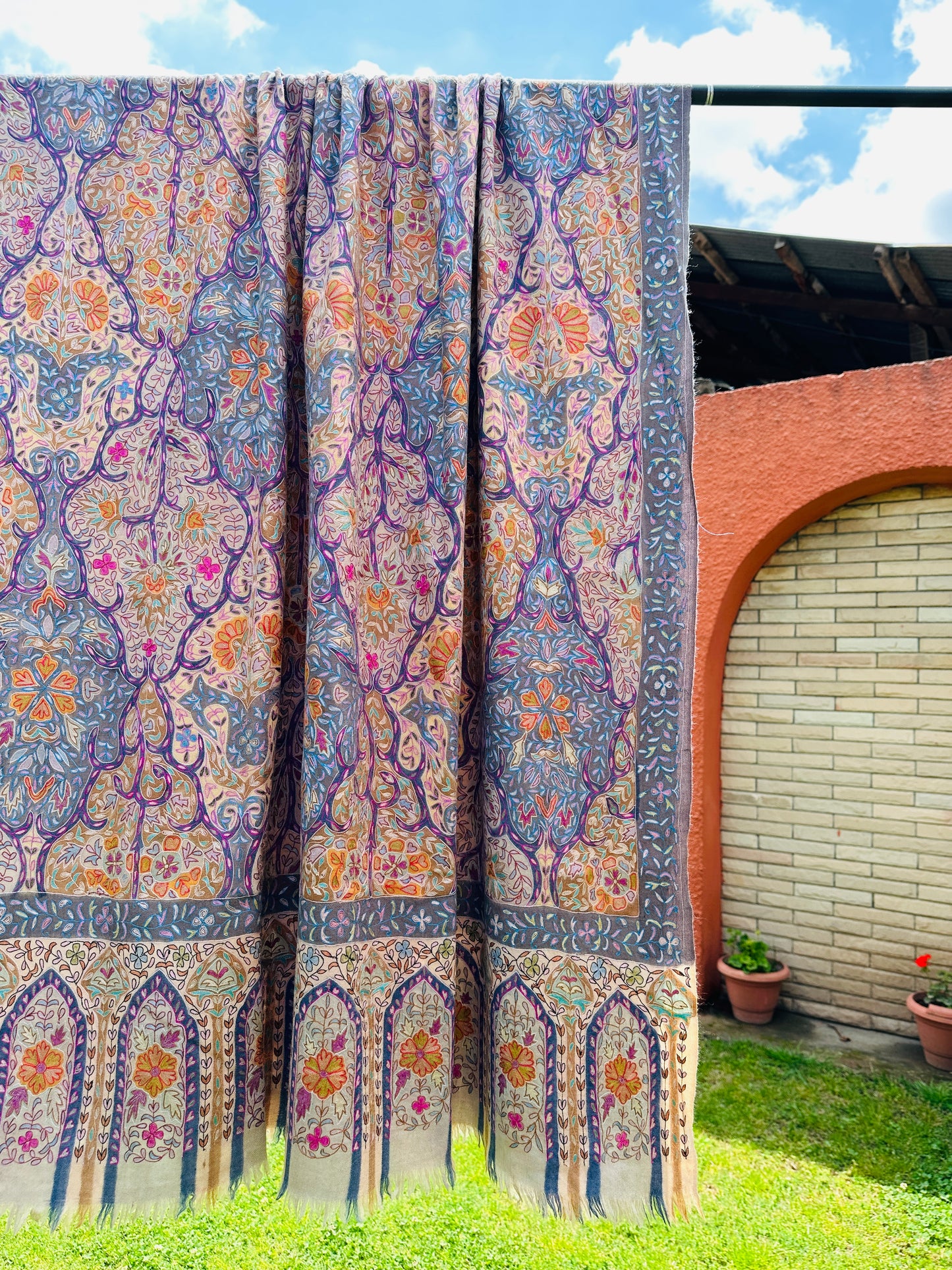 Colourful Kalamkari Pashmina Shawl ArtAsiaHandicrafts