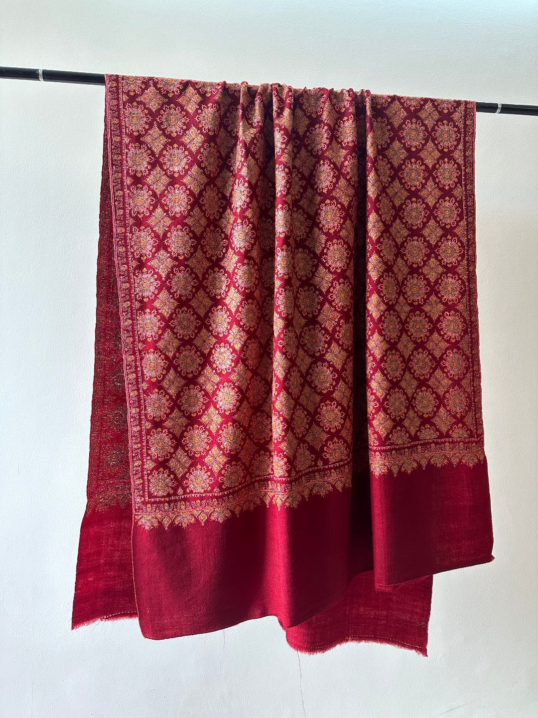 Maroon Sozni Pashmina Shawl ArtAsiaHandicrafts