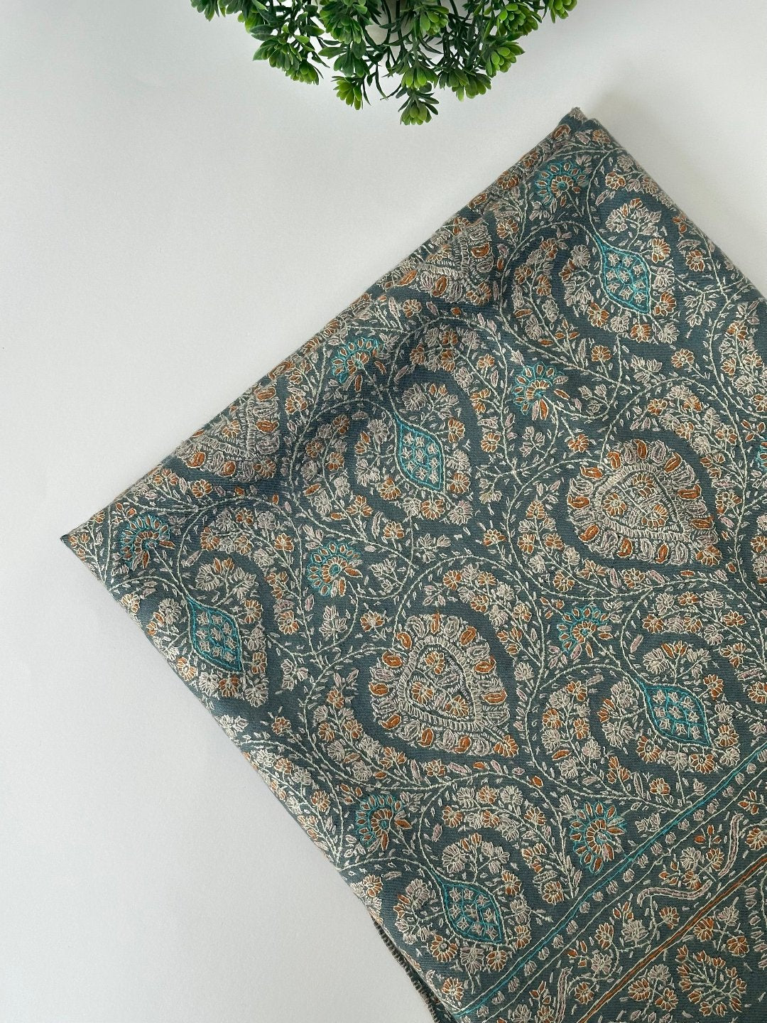 Pastel Blue Sozni Pashmina Shawl