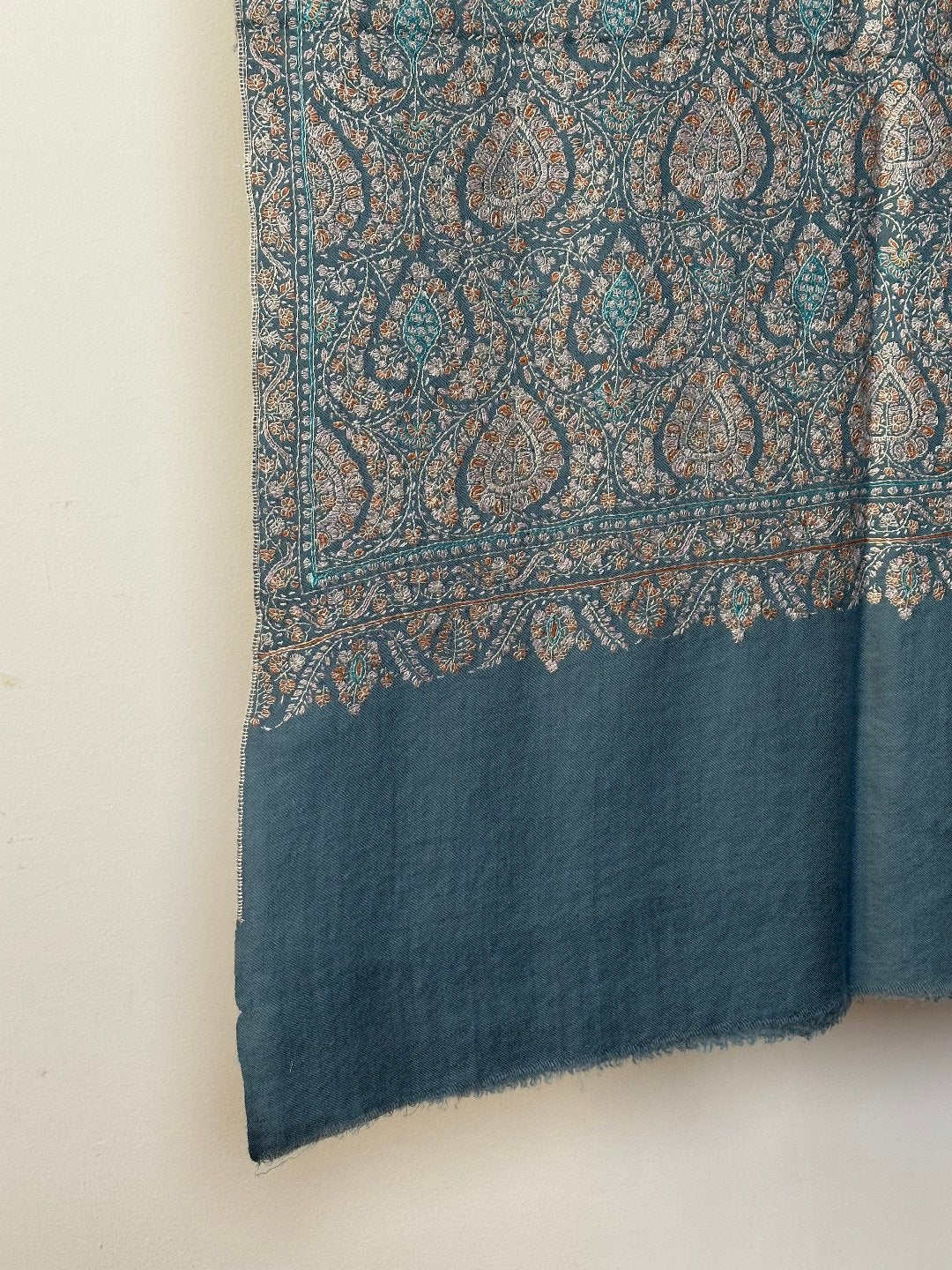 Pastel Blue Sozni Pashmina Shawl