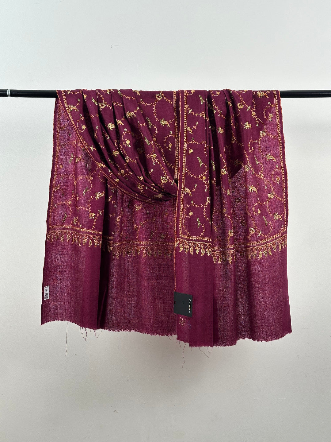 Wine Pashmina Sozni Scarf