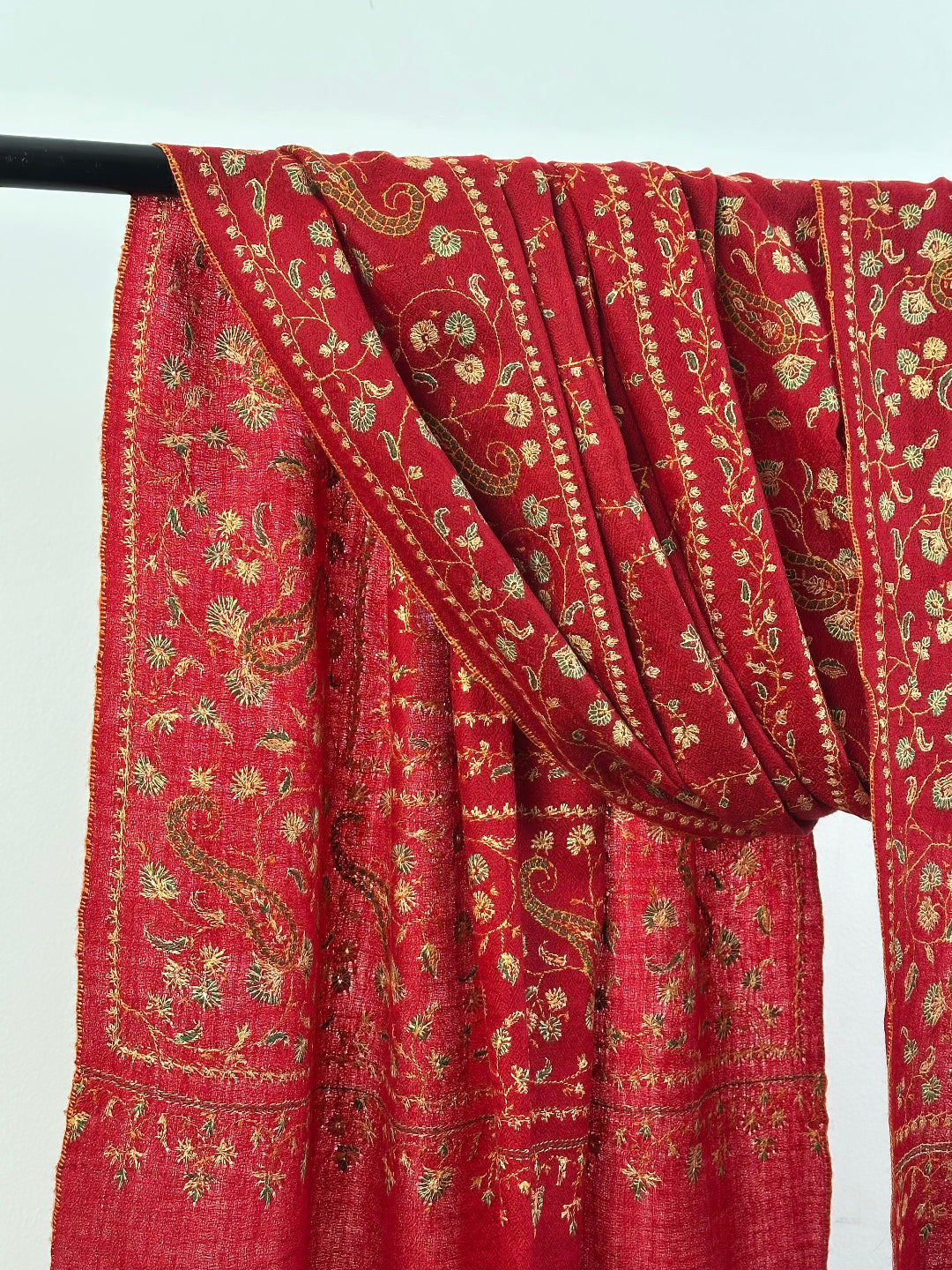 ArtAsiaHandicrafts Sozni Embroidery Scarf Indian Red Pashmina