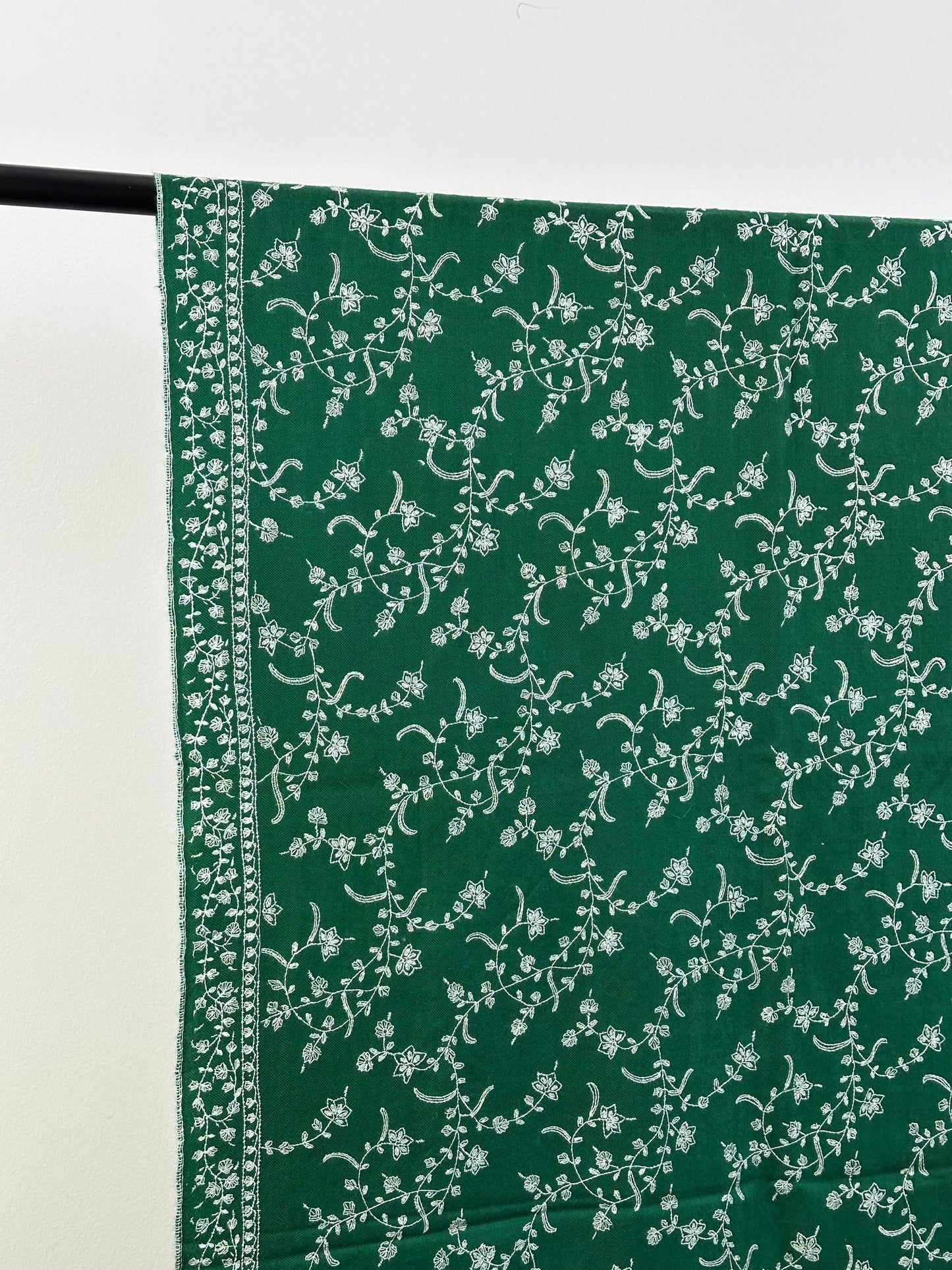 GREEN SOZNI EMBROIDERY WEAR PURE PASHMINA SHAWL
