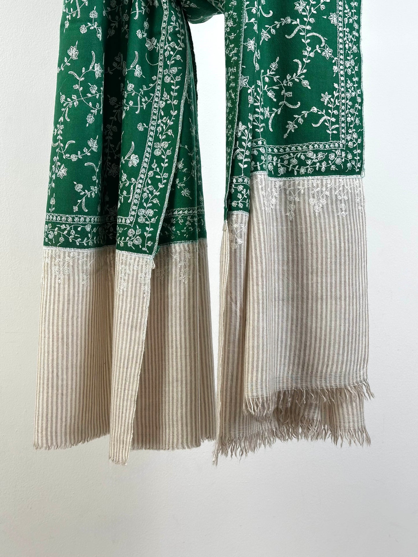 GREEN SOZNI EMBROIDERY WEAR PURE PASHMINA SHAWL