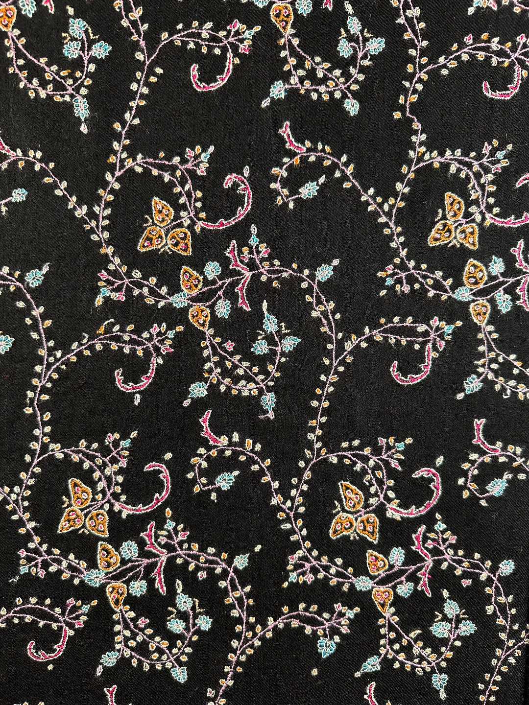 BLACK HAND EMBROIDERED JAAL WEAR PURE PASHMINA SHAWL