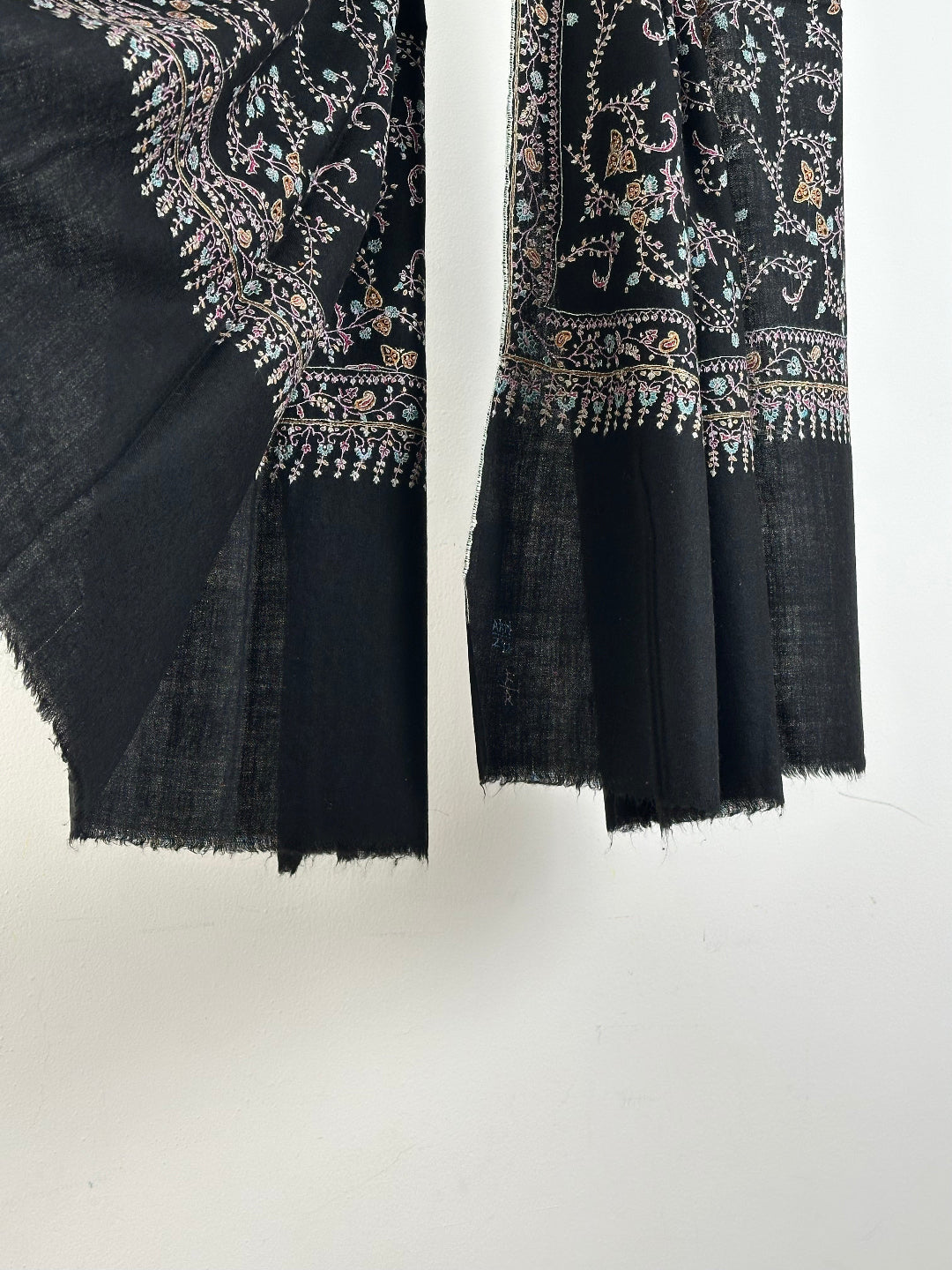BLACK HAND EMBROIDERED JAAL WEAR PURE PASHMINA SHAWL