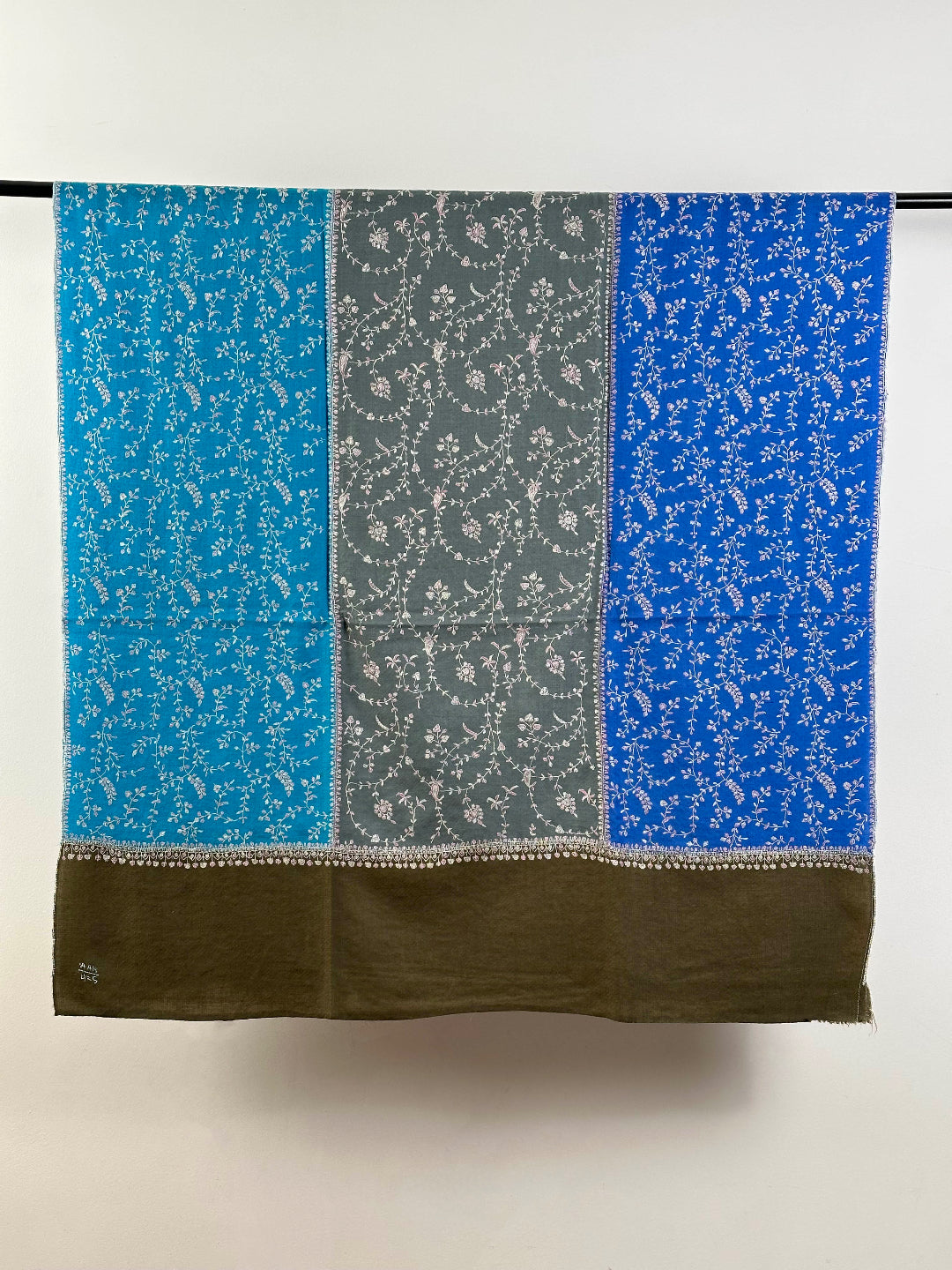 TRI COLOUR HAND EMBROIDERED WEAR SOFT PASHMINA SHAWL
