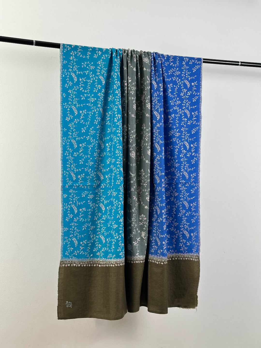TRI COLOUR HAND EMBROIDERED WEAR SOFT PASHMINA SHAWL