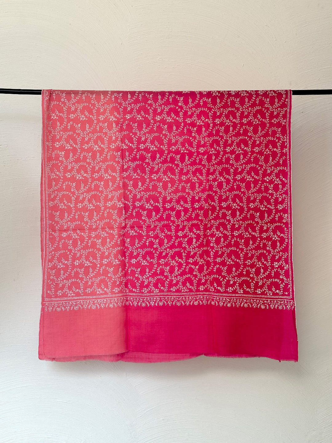 ROSE RED OMBRE DYE HANDMADE PASHMINA SHAWL