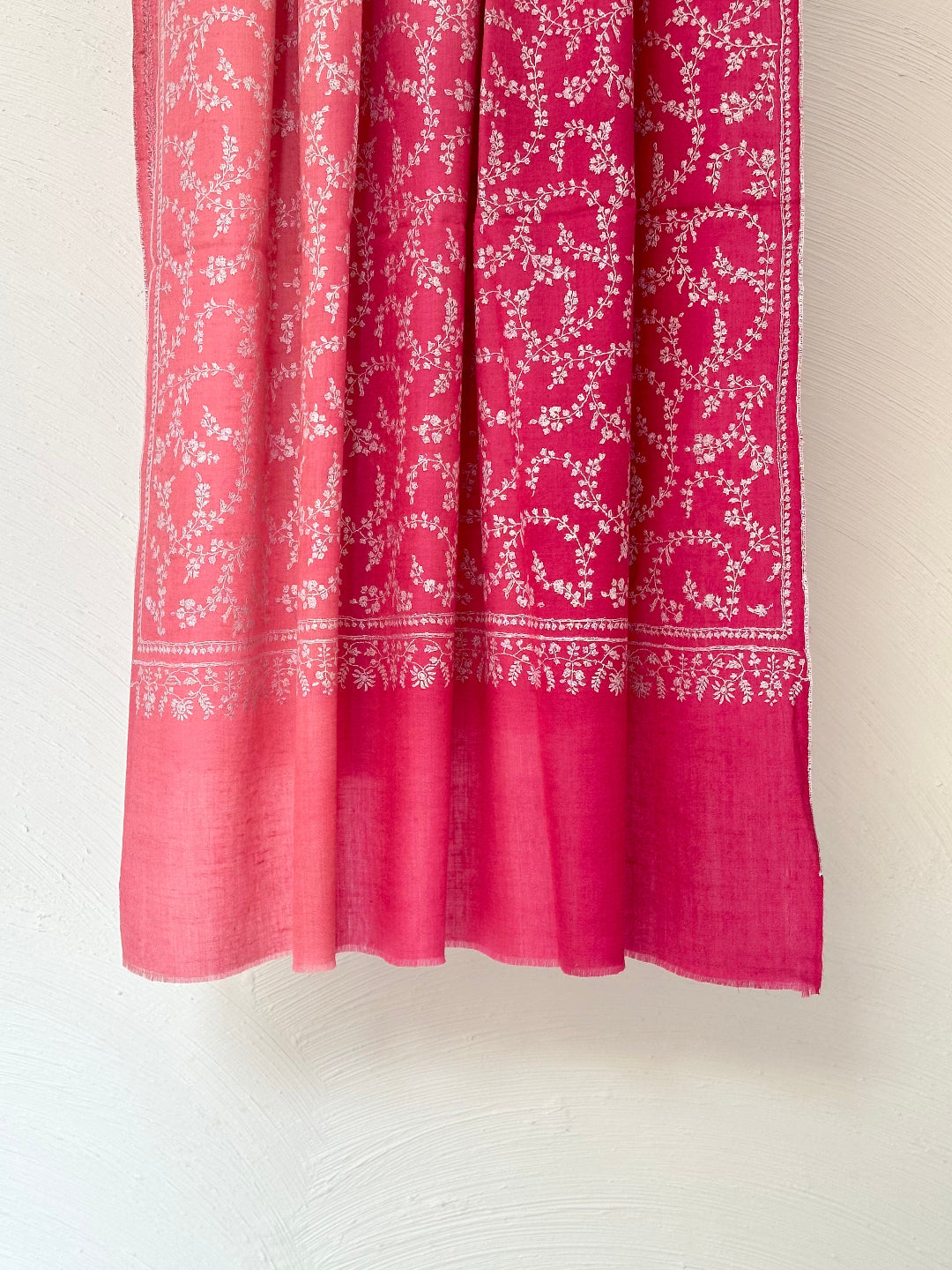 ROSE RED OMBRE DYE HANDMADE PASHMINA SHAWL