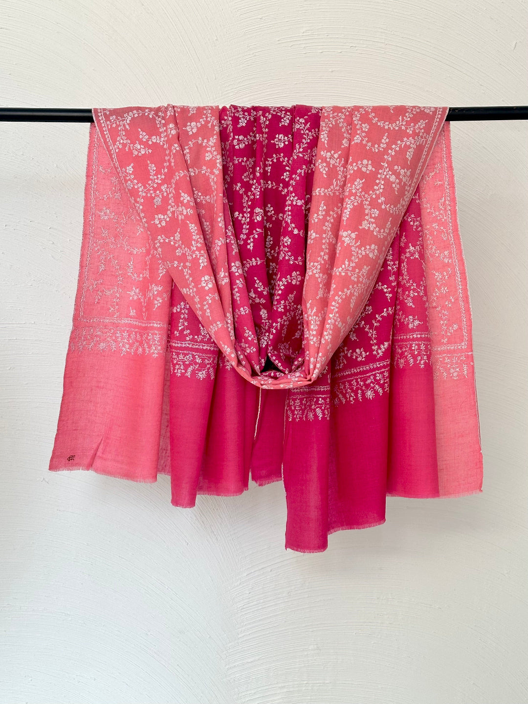 ROSE RED OMBRE DYE HANDMADE PASHMINA SHAWL