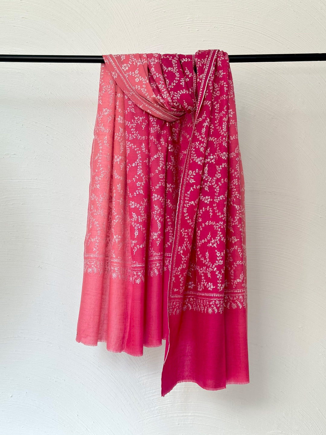 ROSE RED OMBRE DYE HANDMADE PASHMINA SHAWL