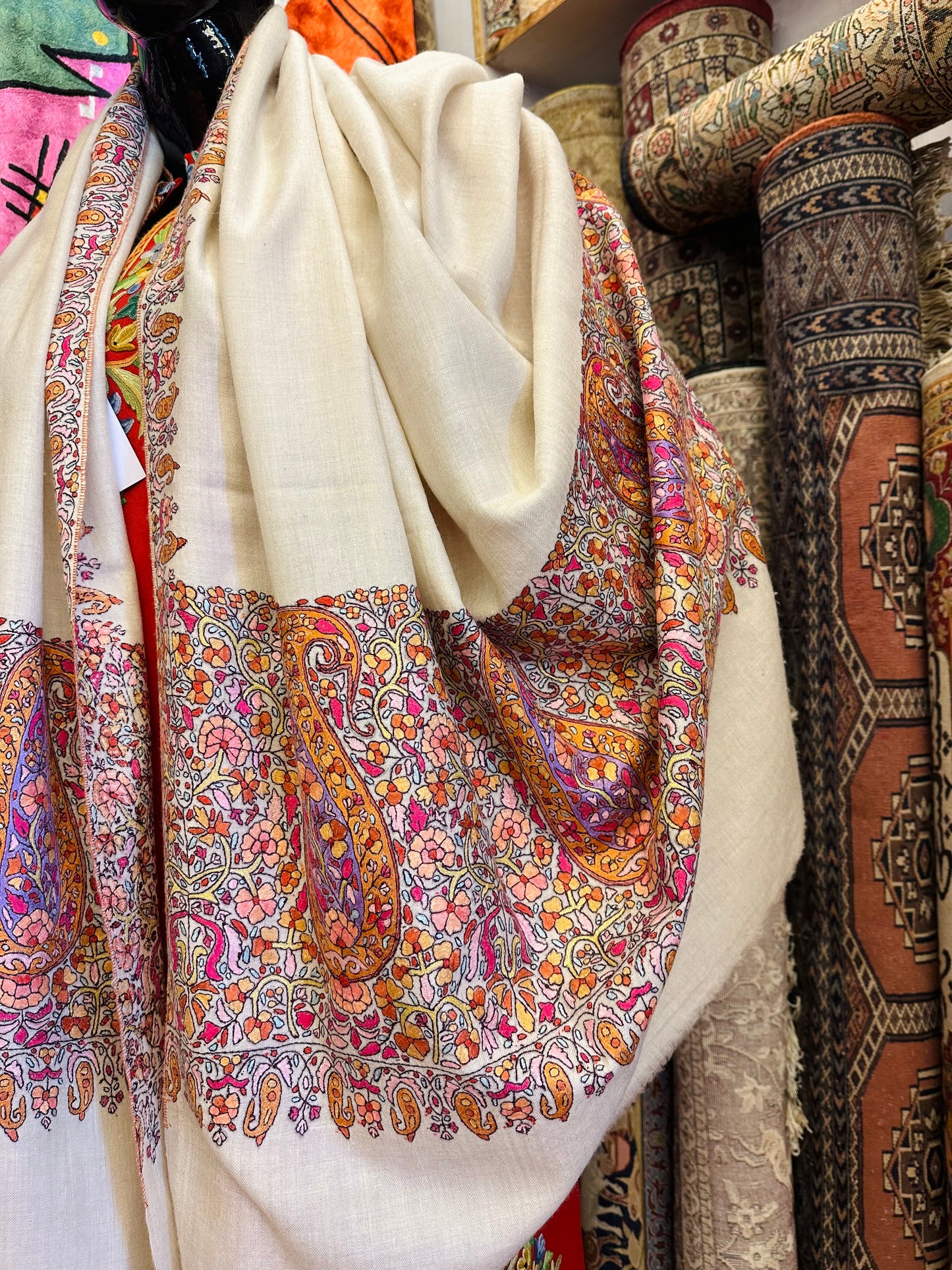 Ivory Palla Paper Mache Shawl ArtAsiaHandicrafts