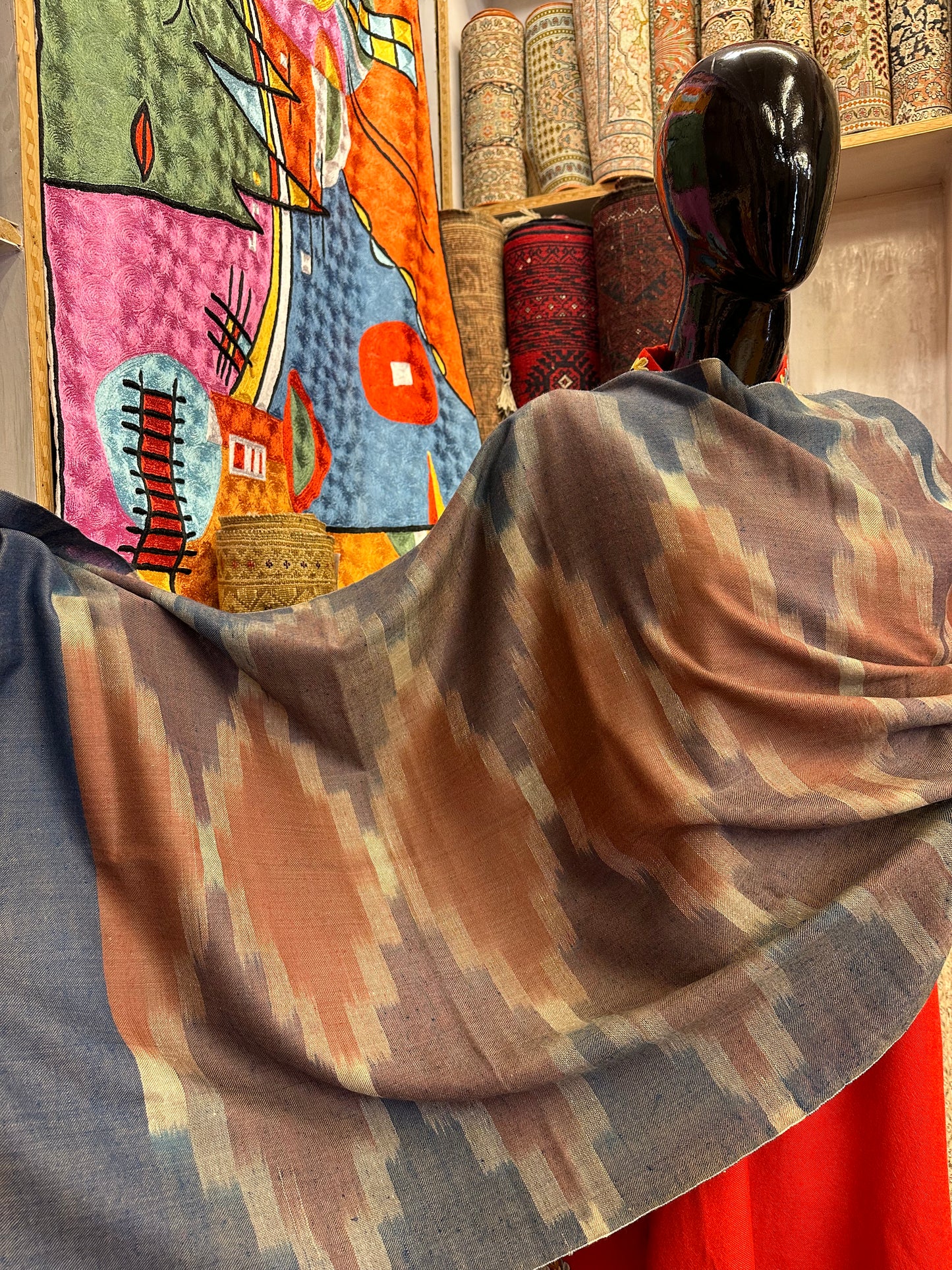 Multicolour Ikat Pashmina Scarf ArtAsiaHandicrafts