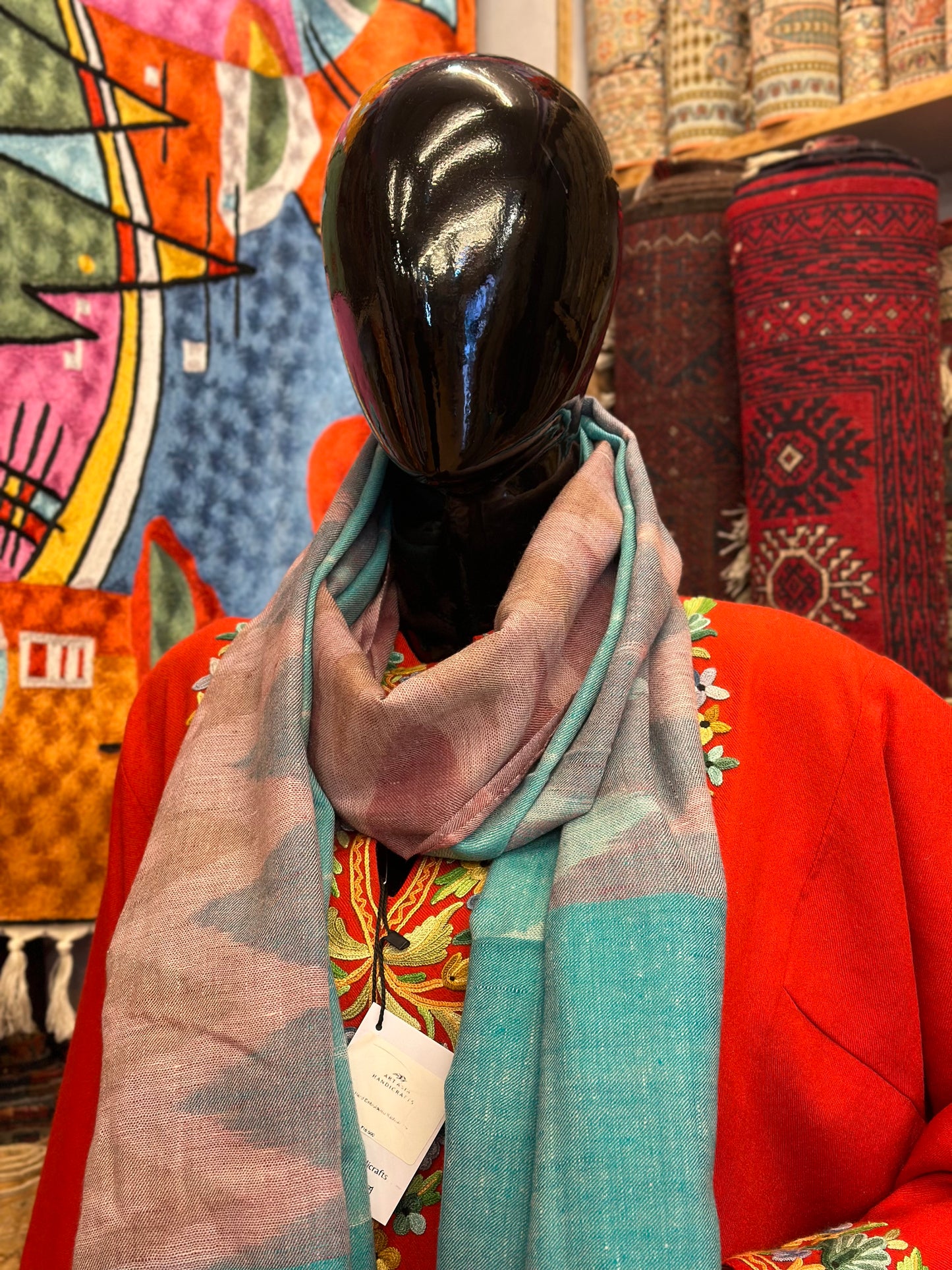 Multicolour Ikat Pashmina Shawl ArtAsiaHandicrafts