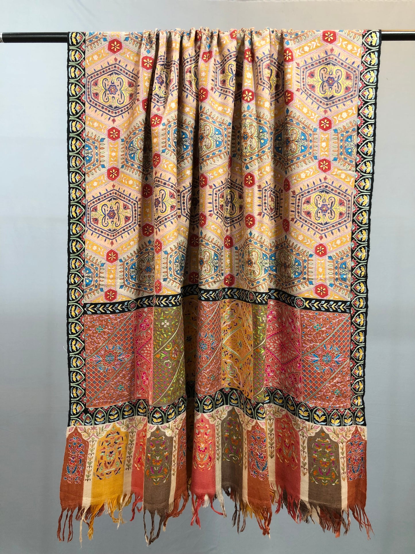 Multicolour Kalamkari Pashmina Shawl ArtAsiaHandicrafts