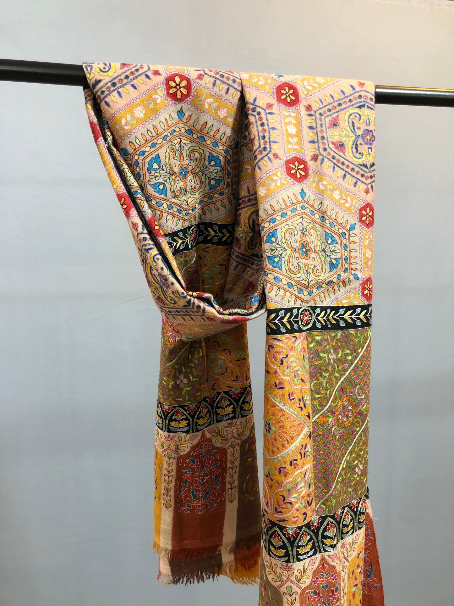 Multicolour Kalamkari Pashmina Shawl ArtAsiaHandicrafts