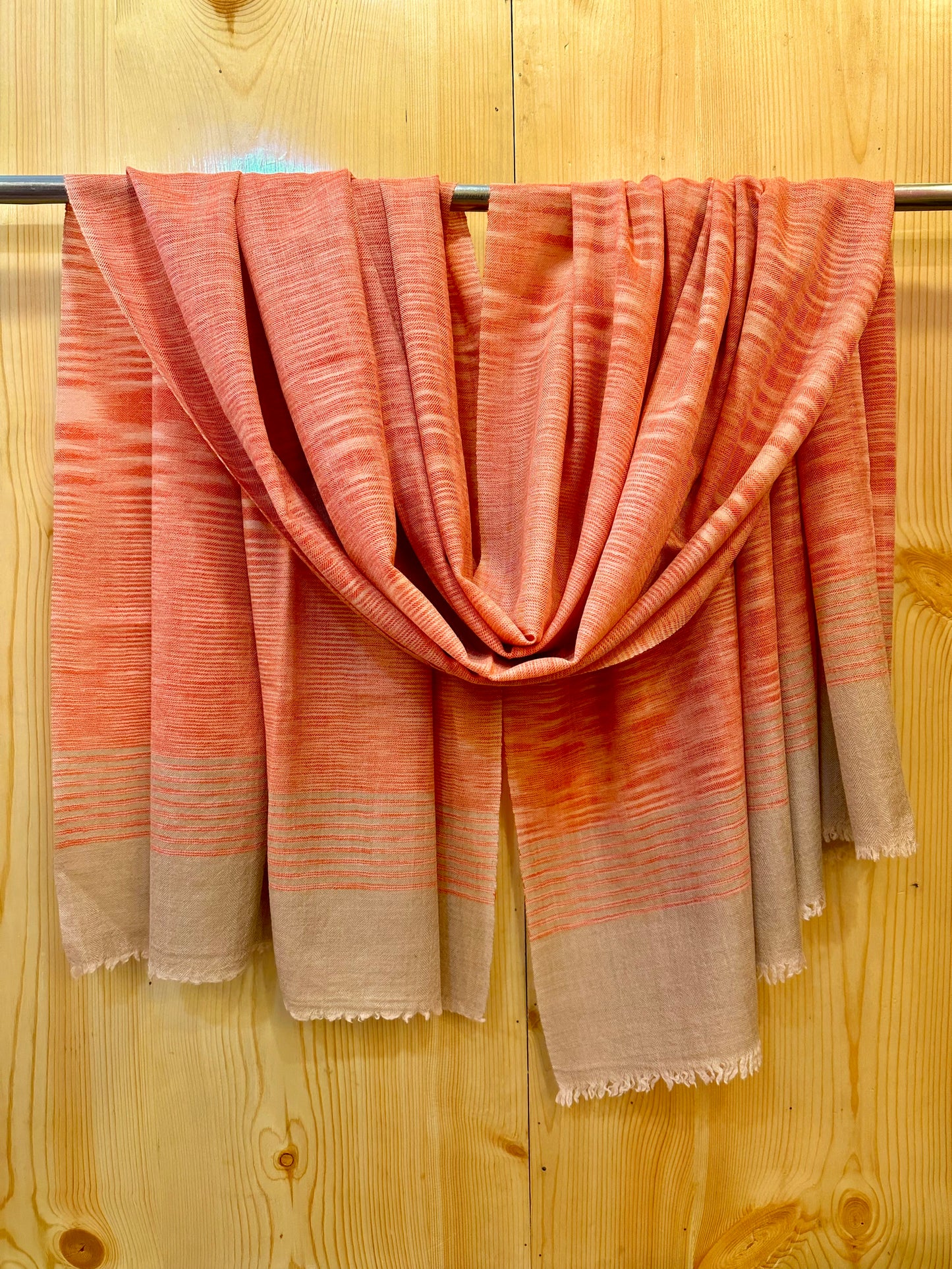 Orange Ikat Pashmina Shawl ArtAsiaHandicrafts