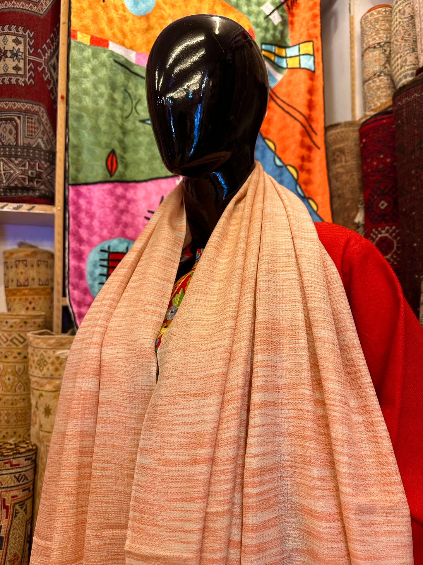 Orange Ikat Pashmina Shawl ArtAsiaHandicrafts