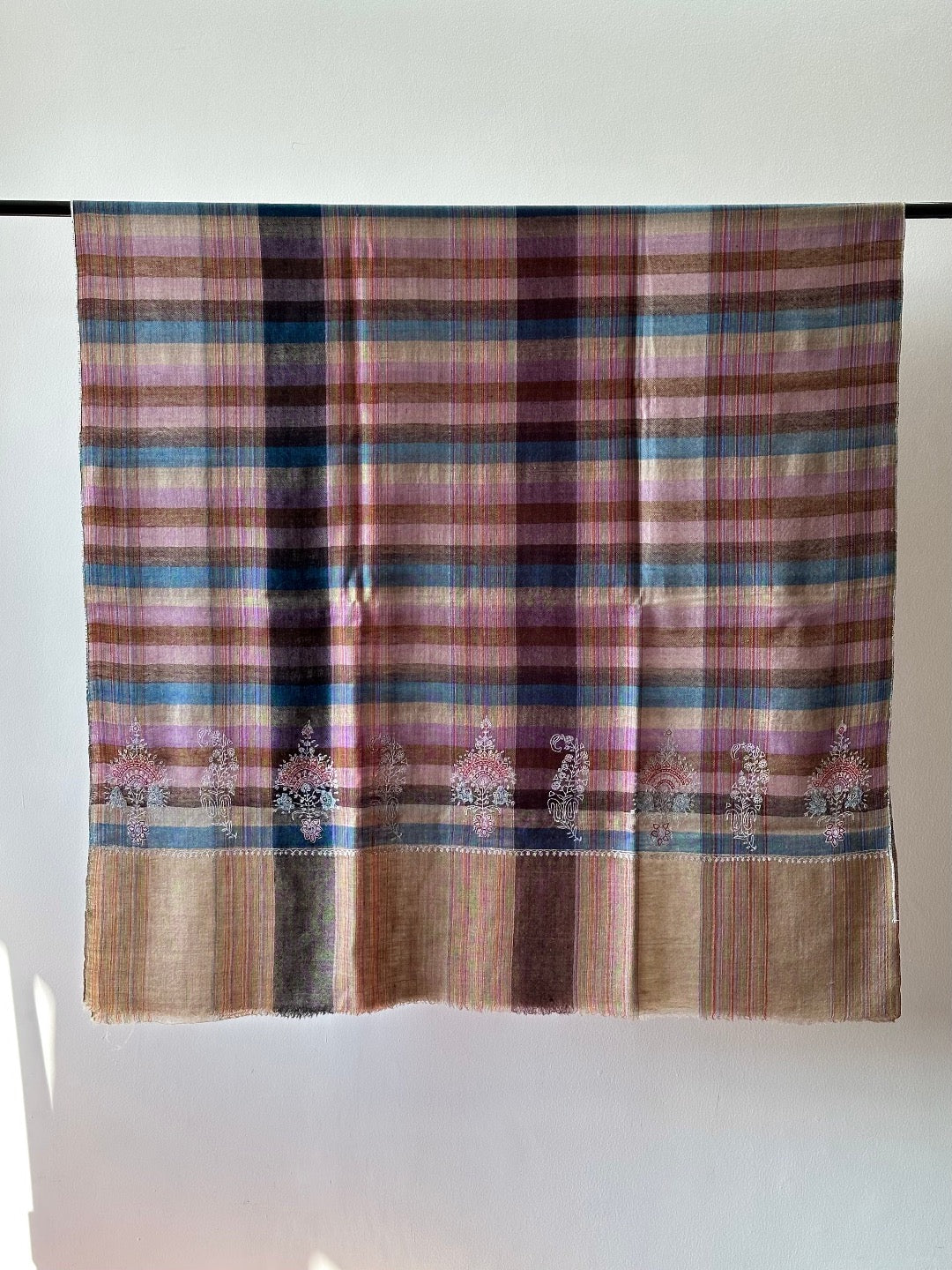 Plaid Sozni Pashmina Shawl ArtAsiaHandicrafts
