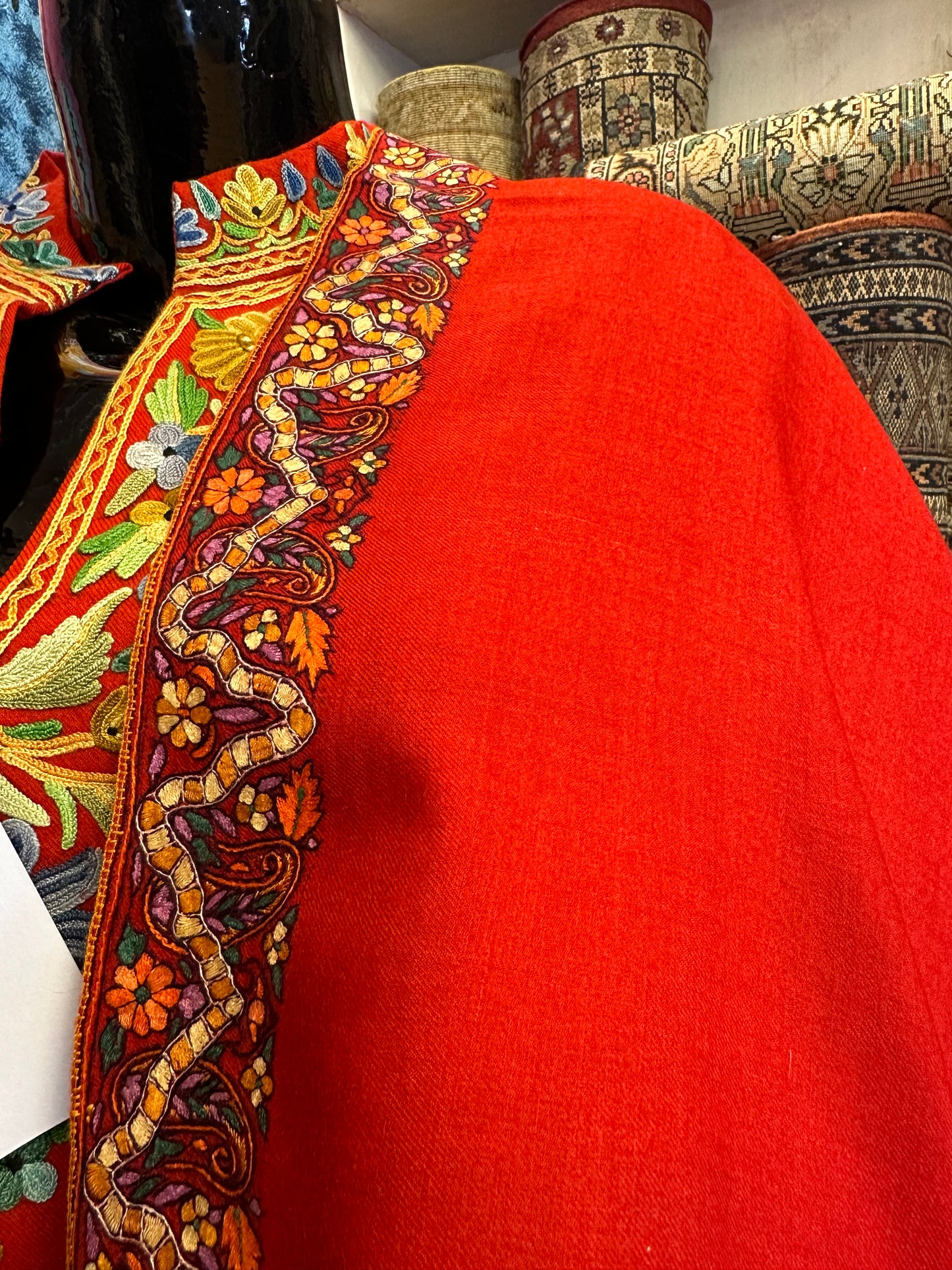 Red Palla Paper Mache Shawl ArtAsiaHandicrafts