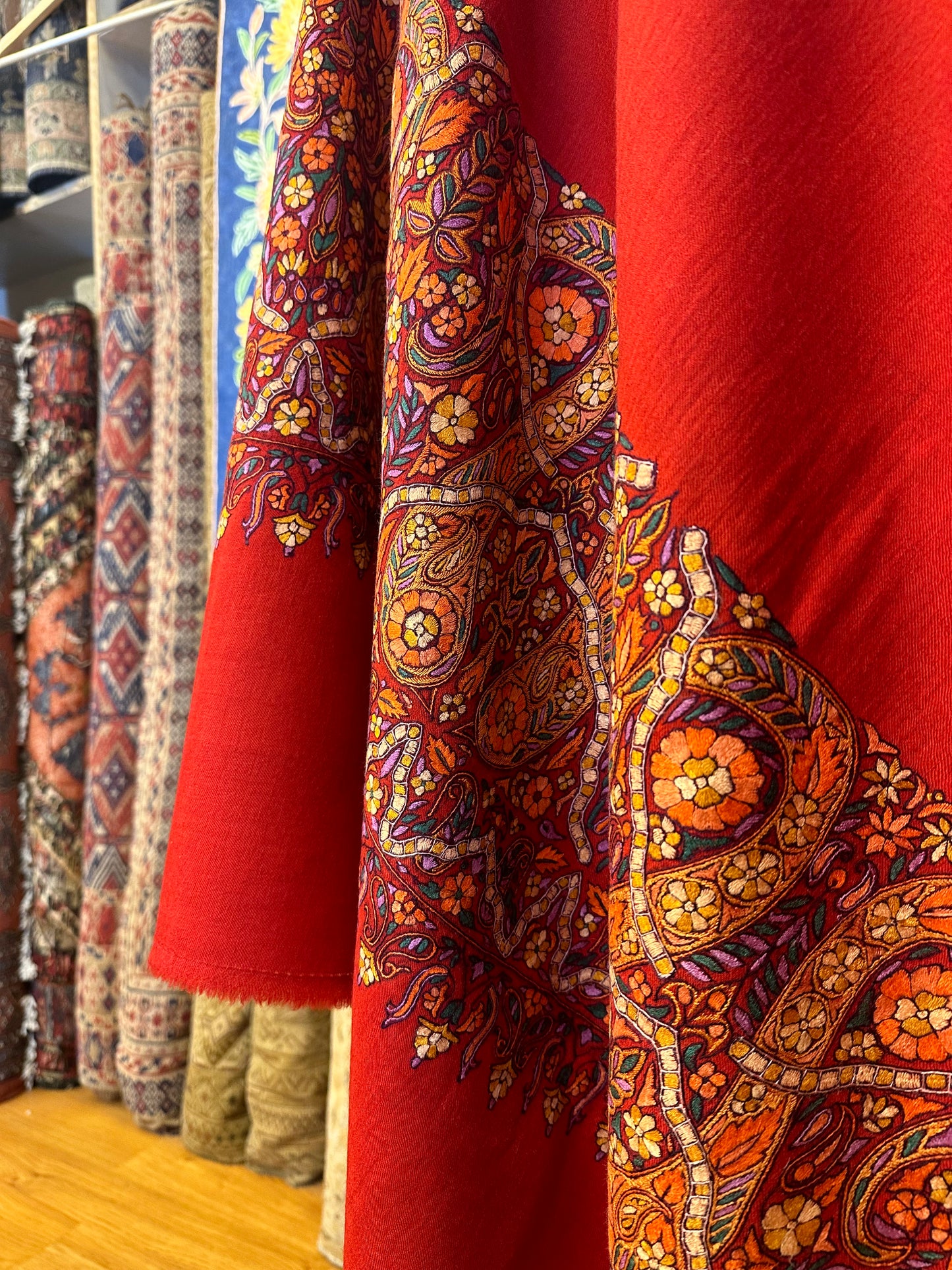 Red Palla Paper Mache Shawl ArtAsiaHandicrafts