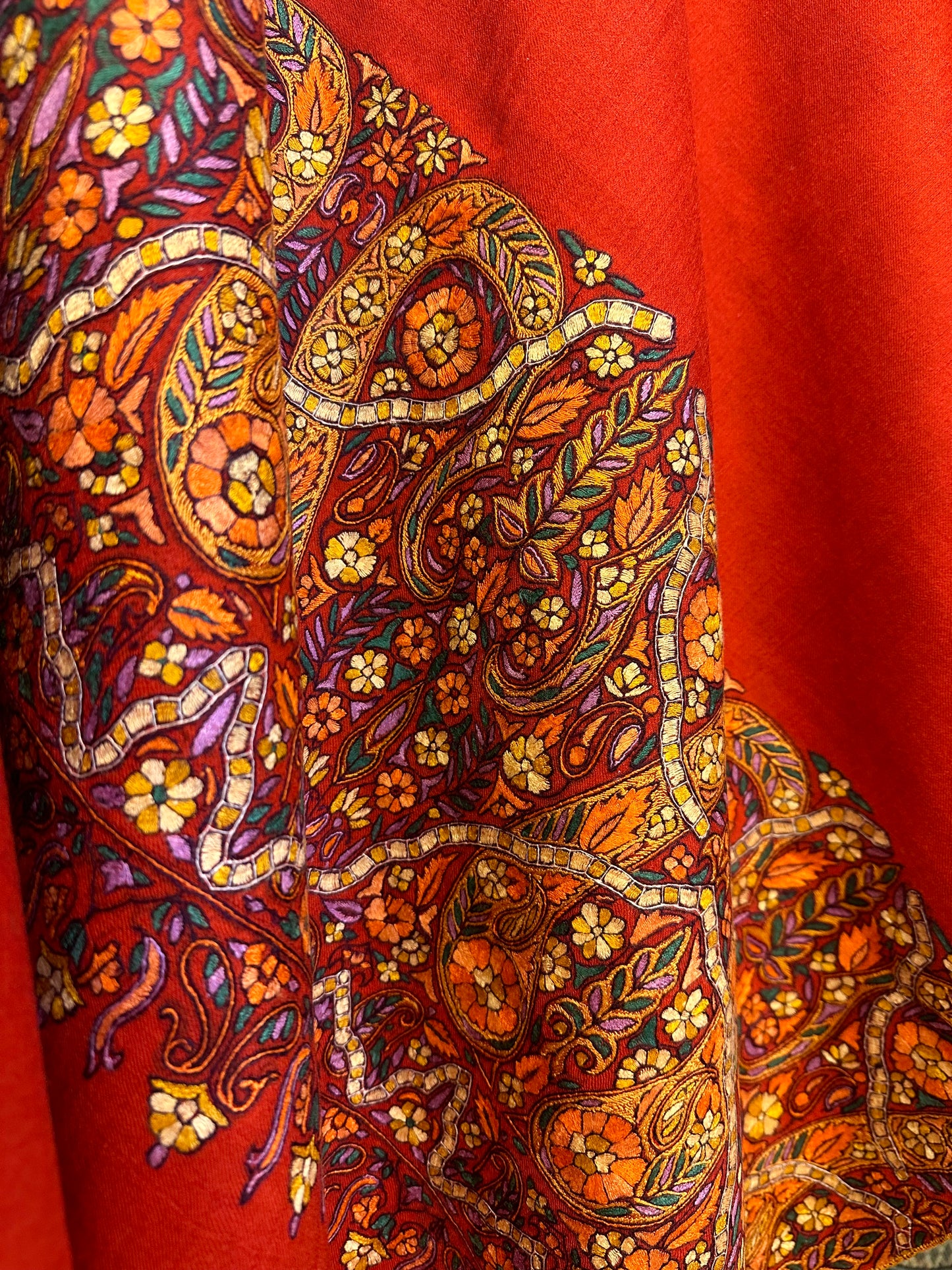 Red Palla Paper Mache Shawl ArtAsiaHandicrafts