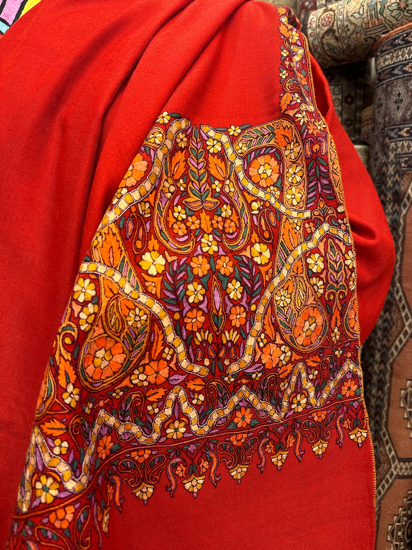 Red Palla Paper Mache Shawl ArtAsiaHandicrafts