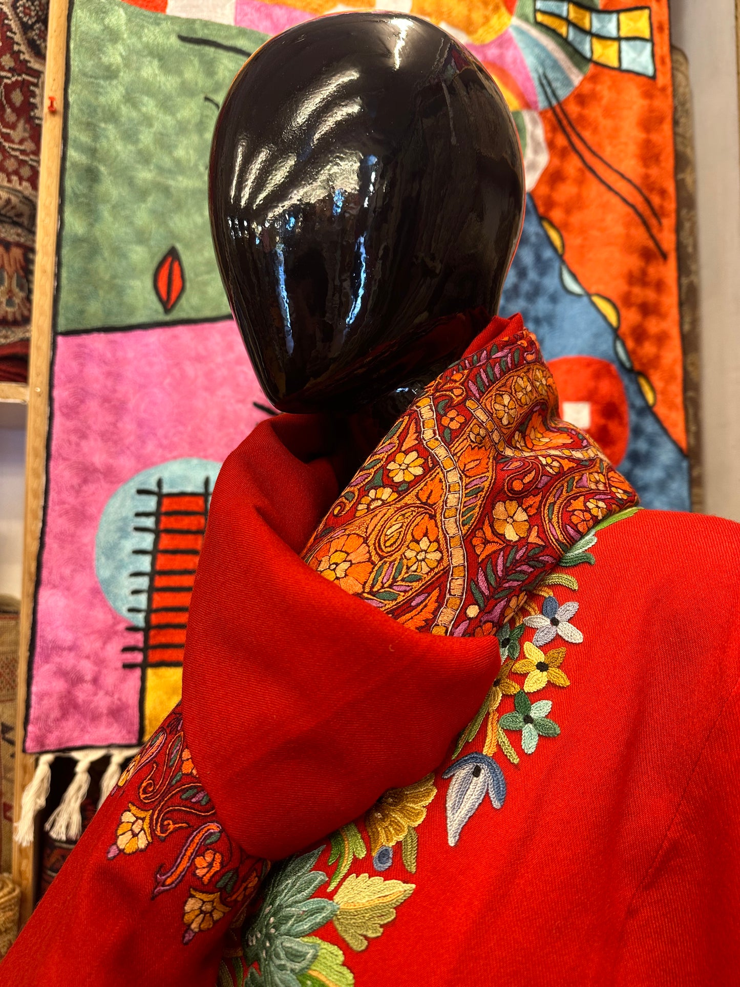 Red Palla Paper Mache Shawl ArtAsiaHandicrafts