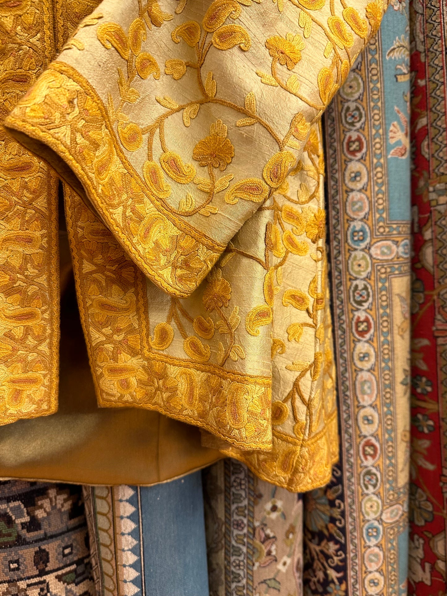 Short Golden Silk Jacket ArtAsiaHandicrafts