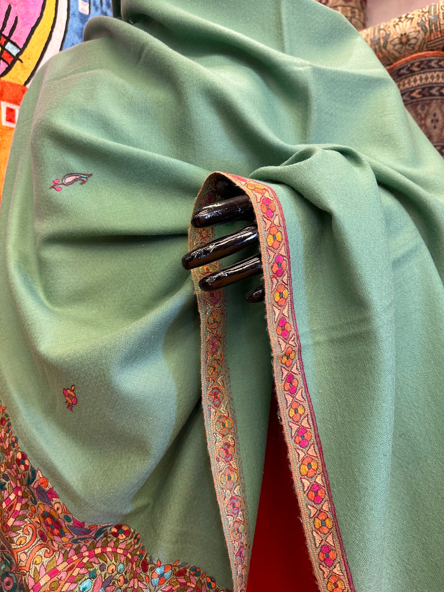 Turquoise Palla Paper Mache Shawl ArtAsiaHandicrafts