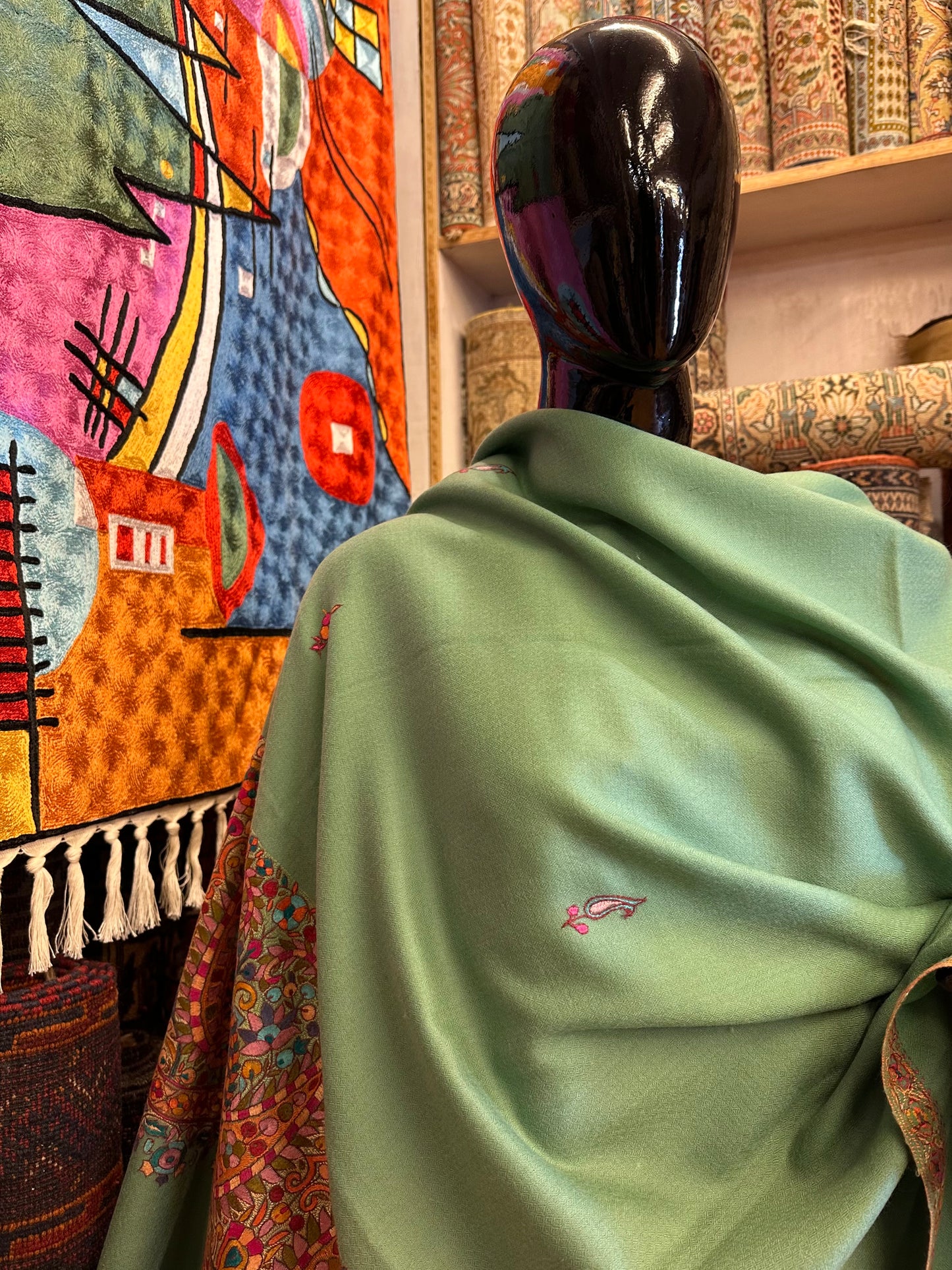 Turquoise Palla Paper Mache Shawl ArtAsiaHandicrafts