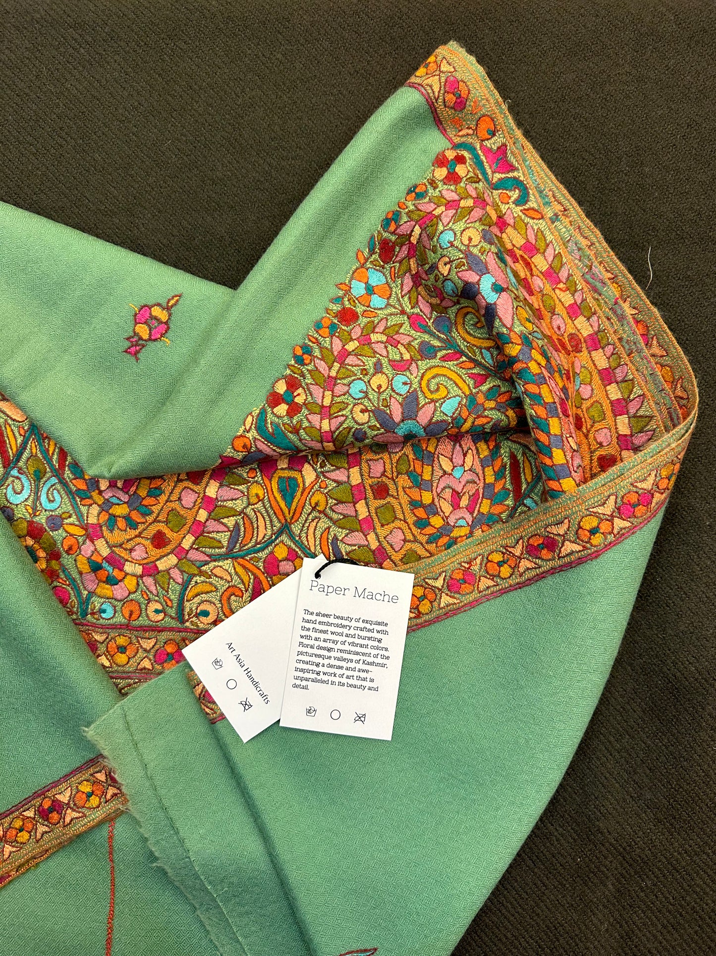 Turquoise Palla Paper Mache Shawl ArtAsiaHandicrafts