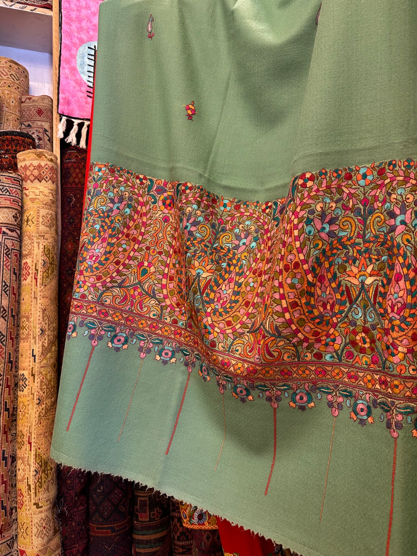 Turquoise Palla Paper Mache Shawl ArtAsiaHandicrafts