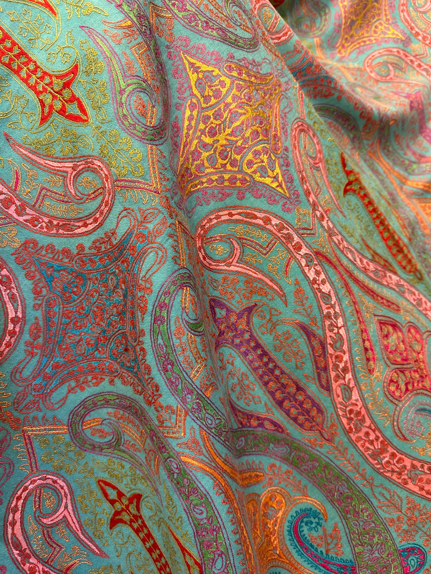 Turquoise Paper Mache Pashmina Shawl ArtAsiaHandicrafts