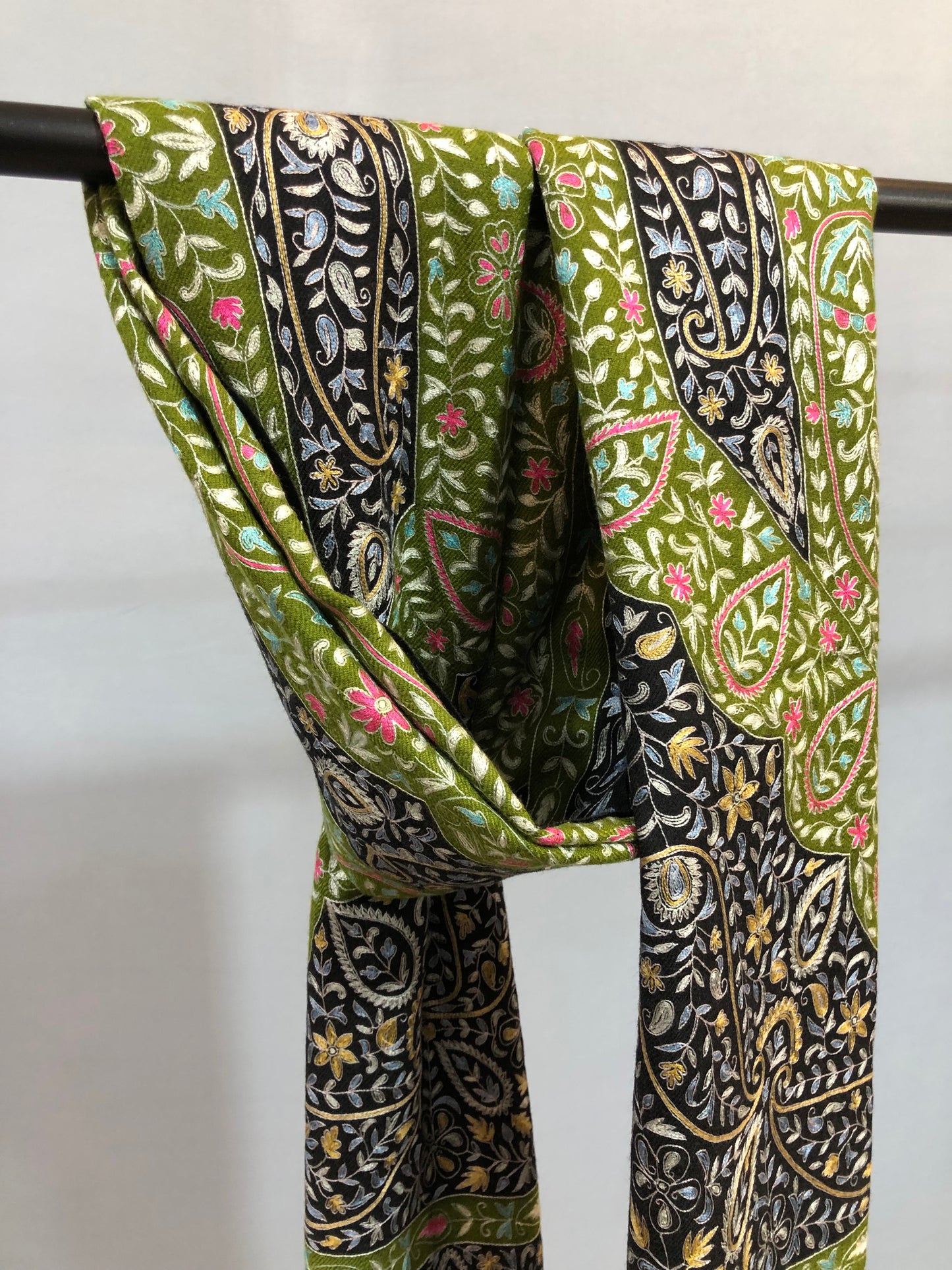 Black Kalamkari Pashmina Shawl ArtAsiaHandicrafts