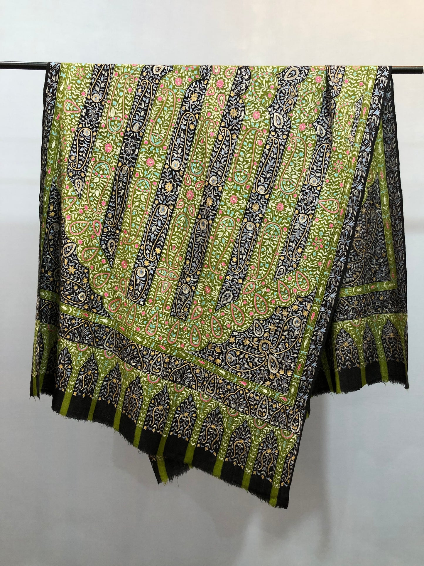 Black Kalamkari Pashmina Shawl ArtAsiaHandicrafts