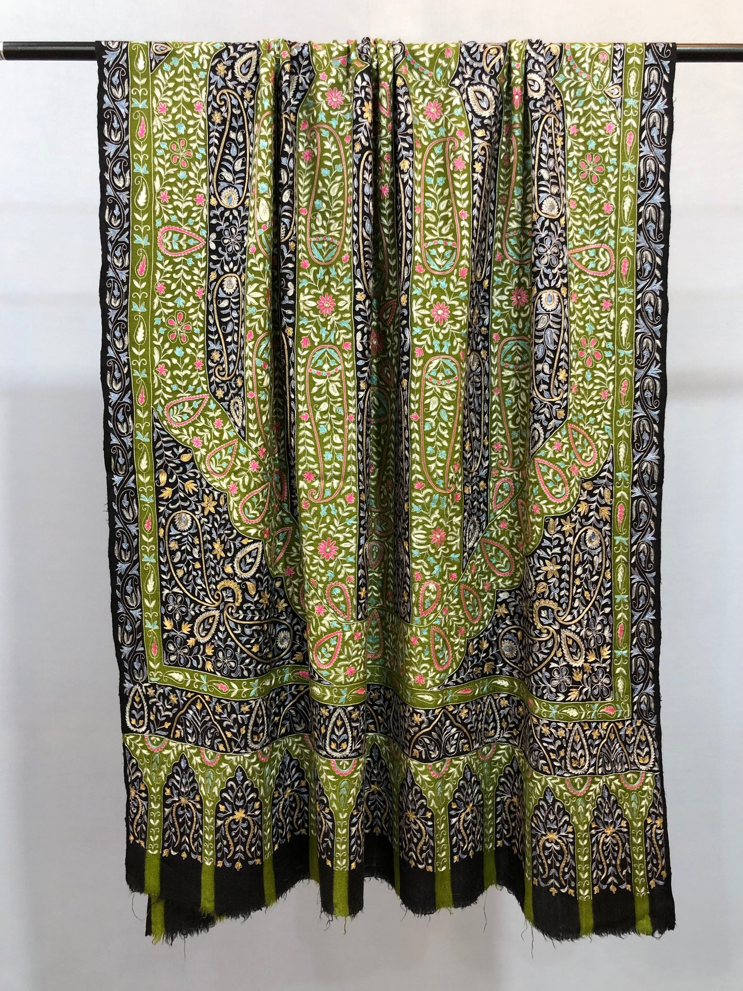 Black Kalamkari Pashmina Shawl ArtAsiaHandicrafts