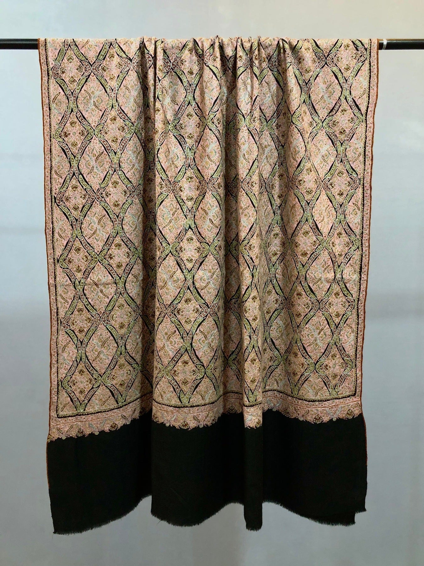 Black Sozni Pashmina Jamawar ArtAsiaHandicrafts