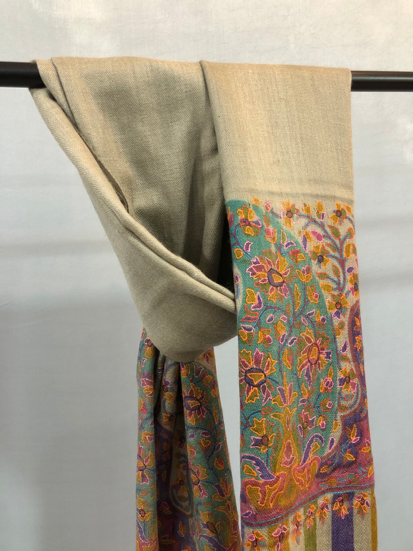 Grey Kalamkari Palla Shawl ArtAsiaHandicrafts