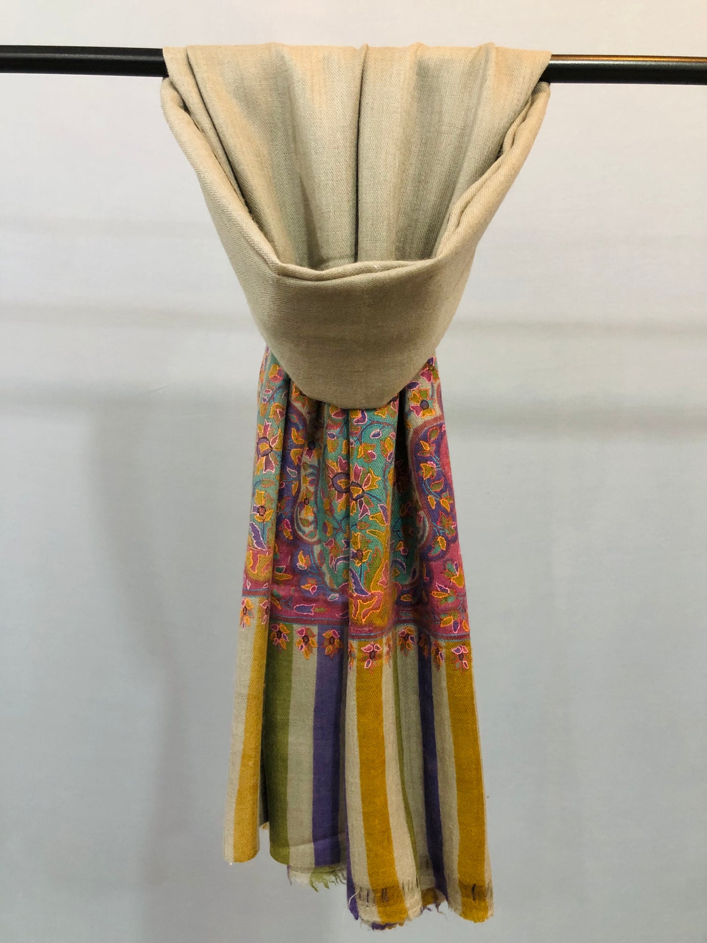 Grey Kalamkari Palla Shawl ArtAsiaHandicrafts