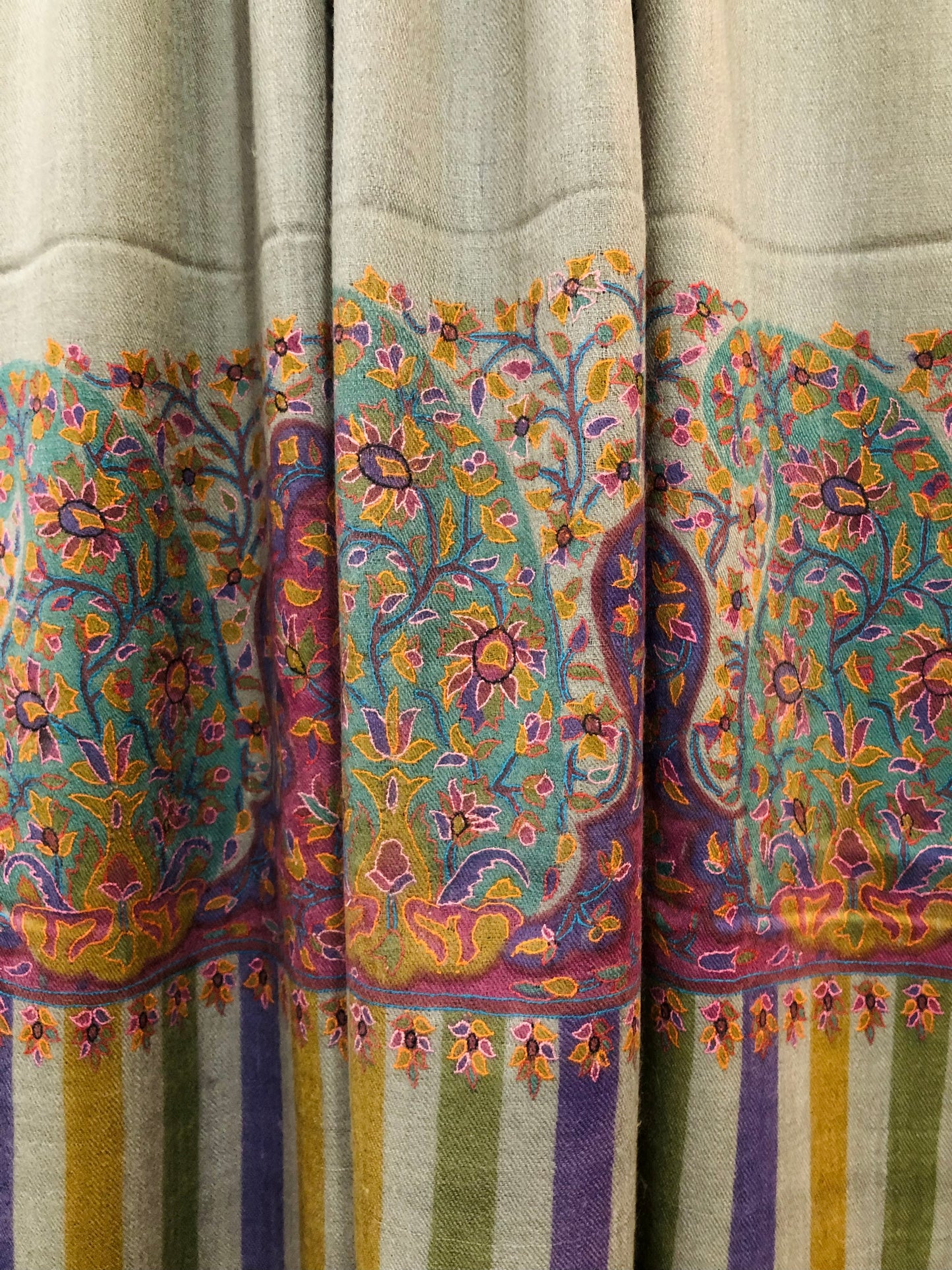 Grey Kalamkari Palla Shawl ArtAsiaHandicrafts