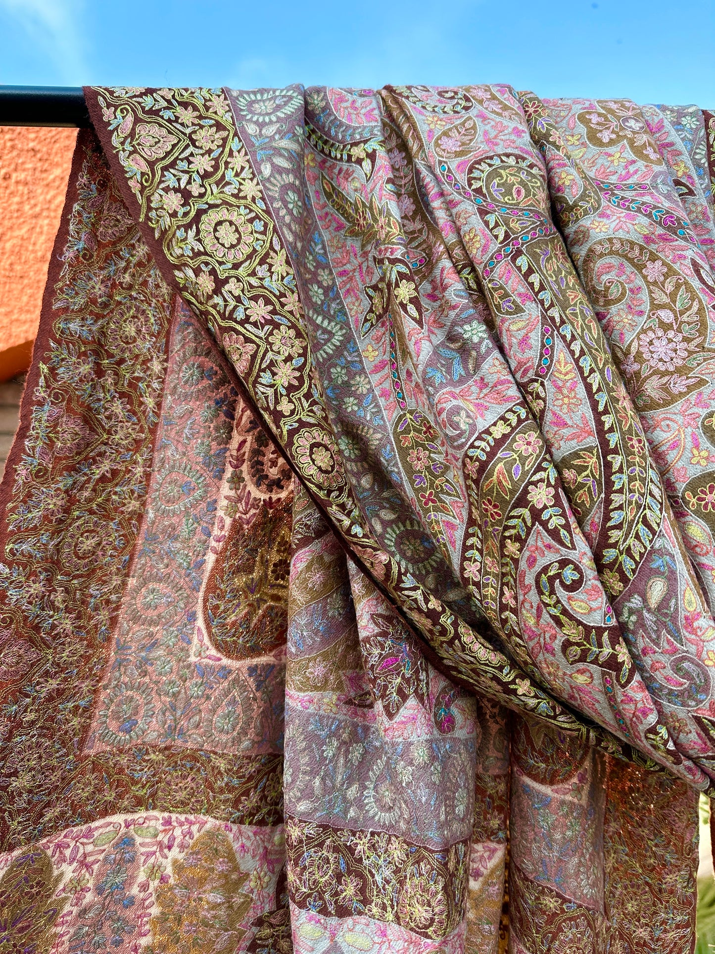 Multicolour Kalamkari Pashmina Shawl ArtAsiaHandicrafts