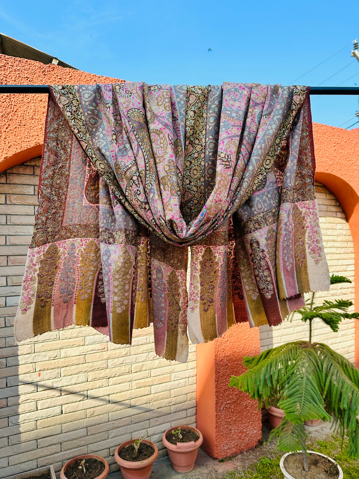 Multicolour Kalamkari Pashmina Shawl ArtAsiaHandicrafts