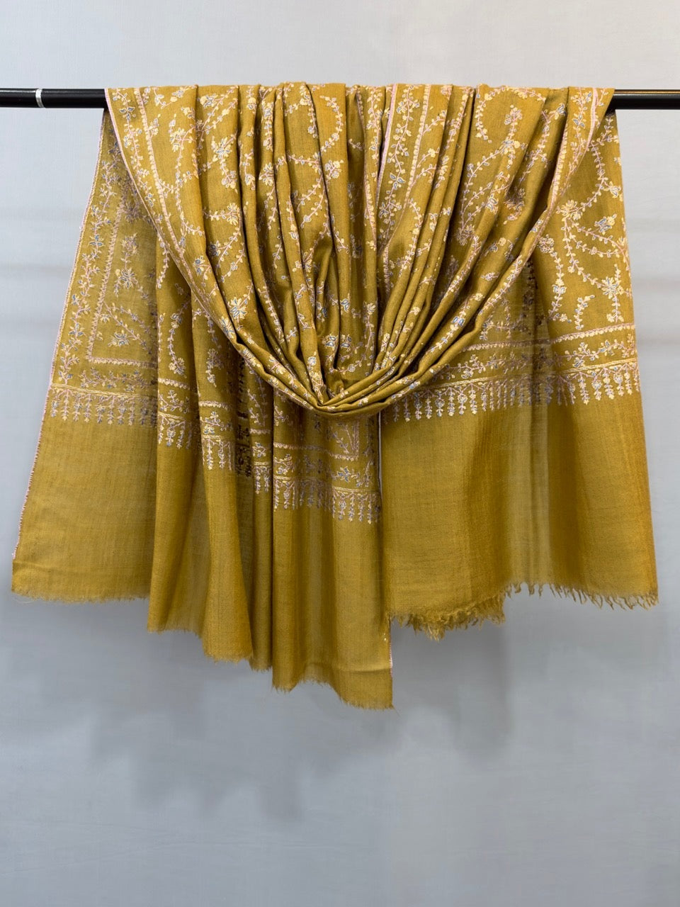 Mustard Jaal Pashmina Shawl ArtAsiaHandicrafts