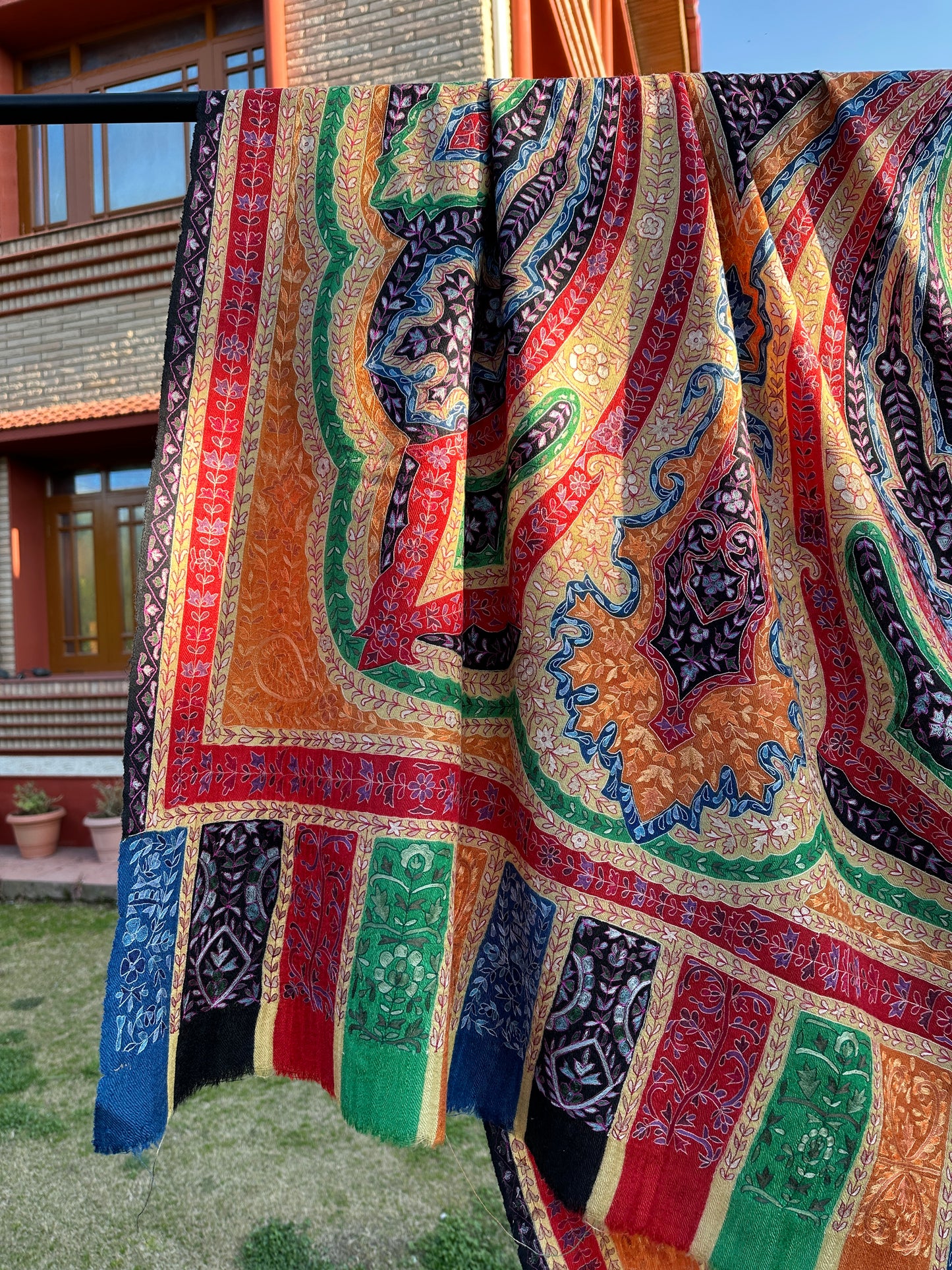 Orange Kalamkari Shawl ArtAsiaHandicrafts