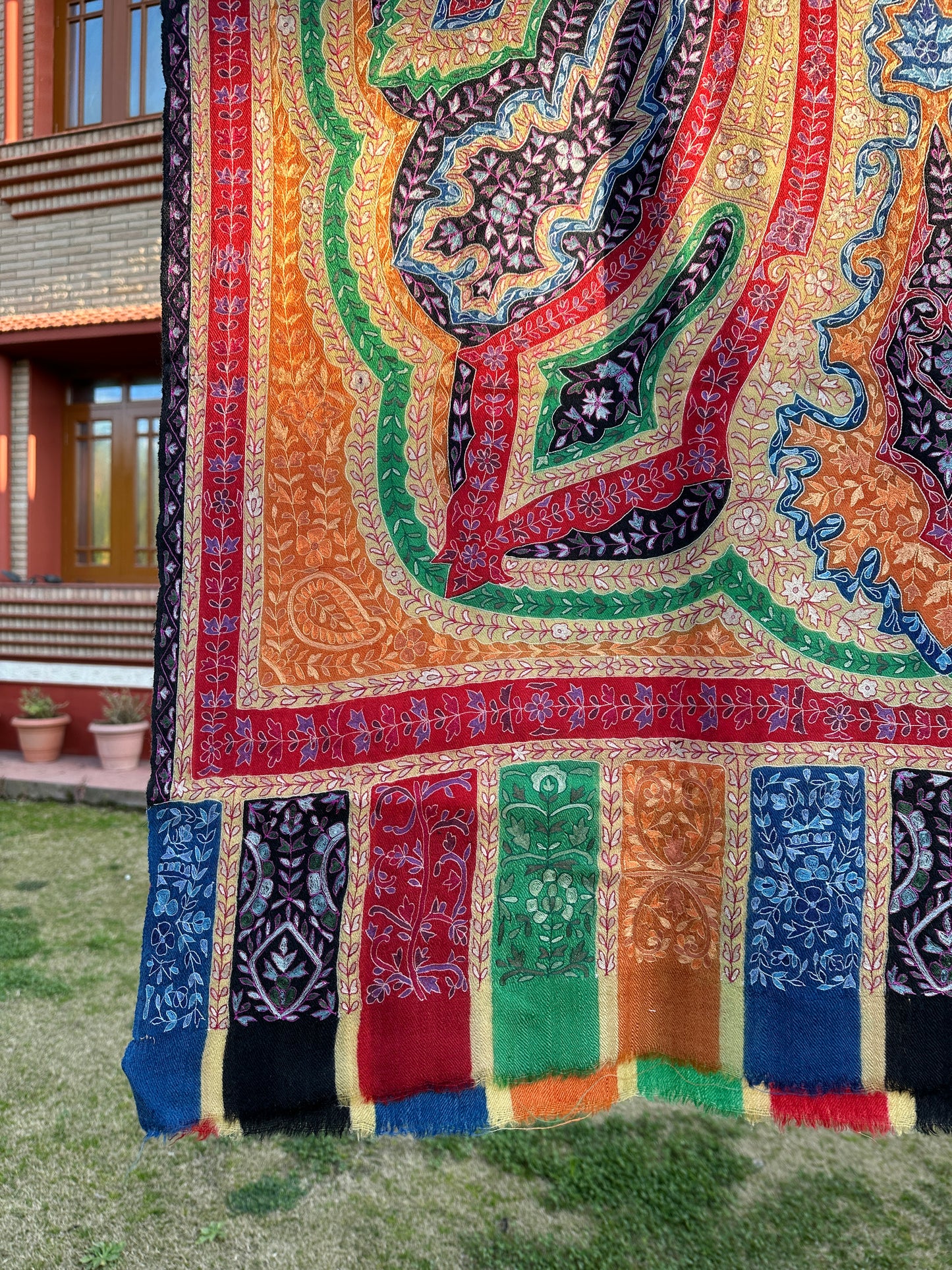 Orange Kalamkari Shawl ArtAsiaHandicrafts